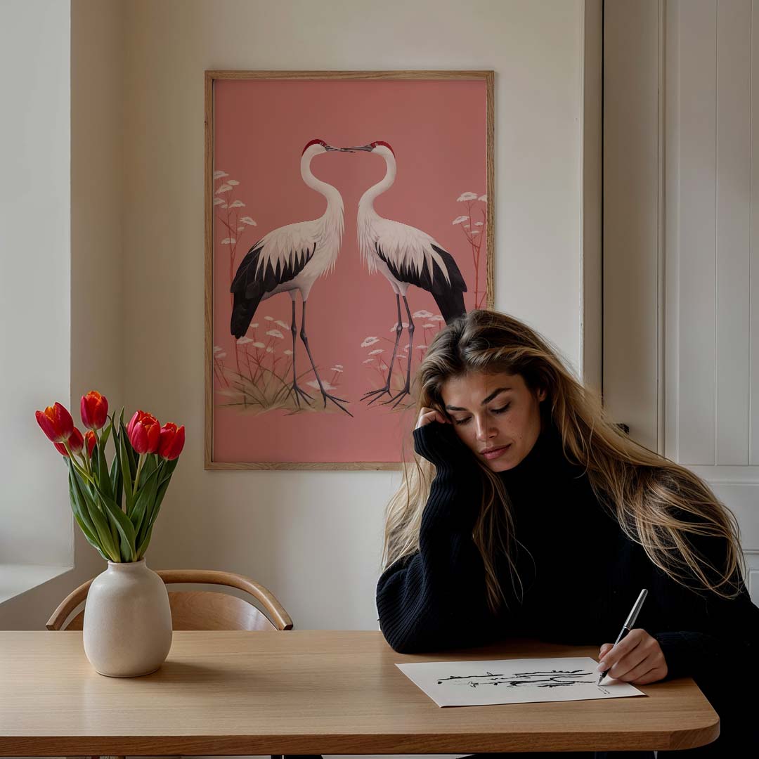 Romantische Kraanvogel Poster-WallArtistic
