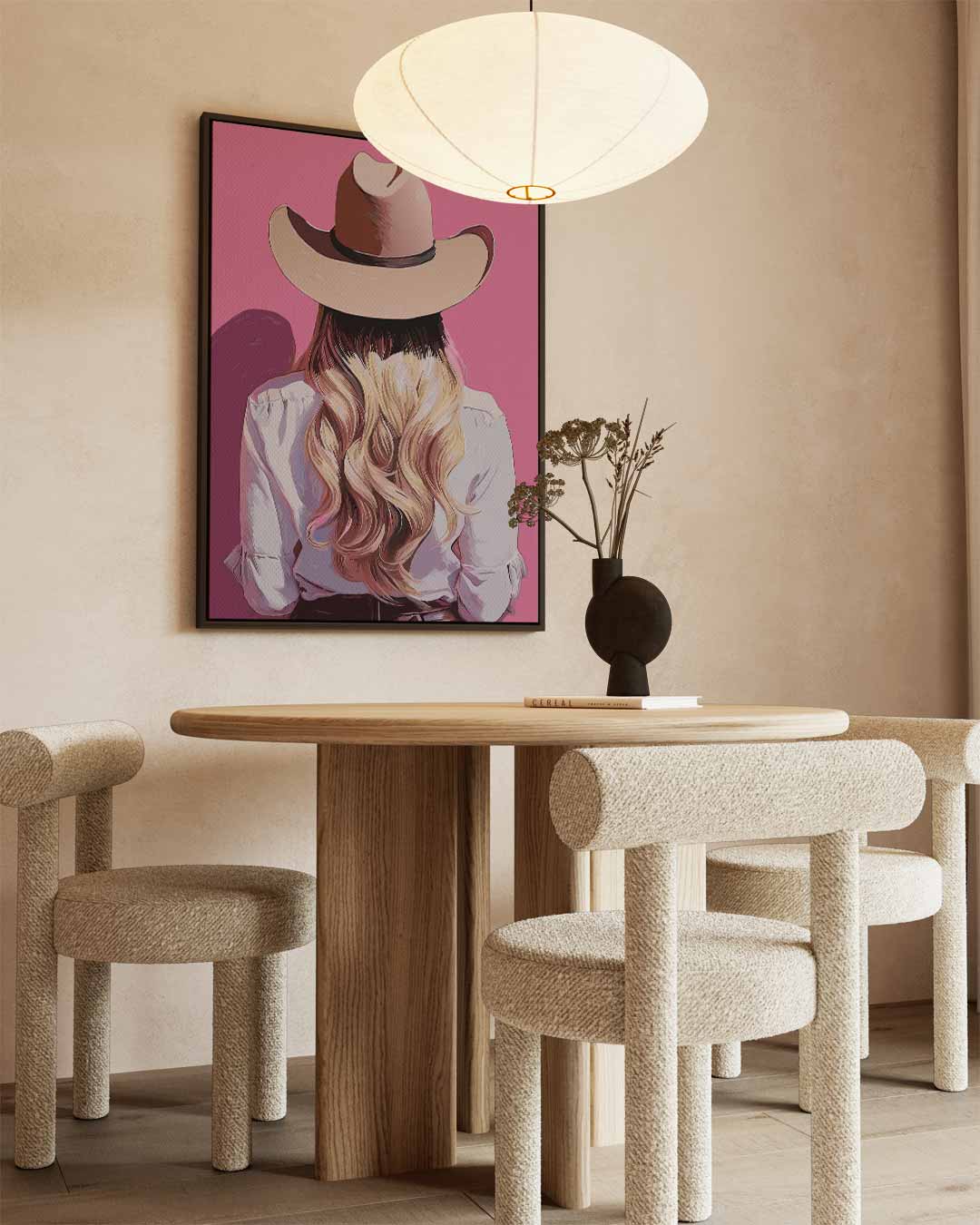 Stijlvolle Cowgirl Achteraanzicht Kunstwerk-canvas-dibond-plexiglas-wanddecoratie-WallArtistic