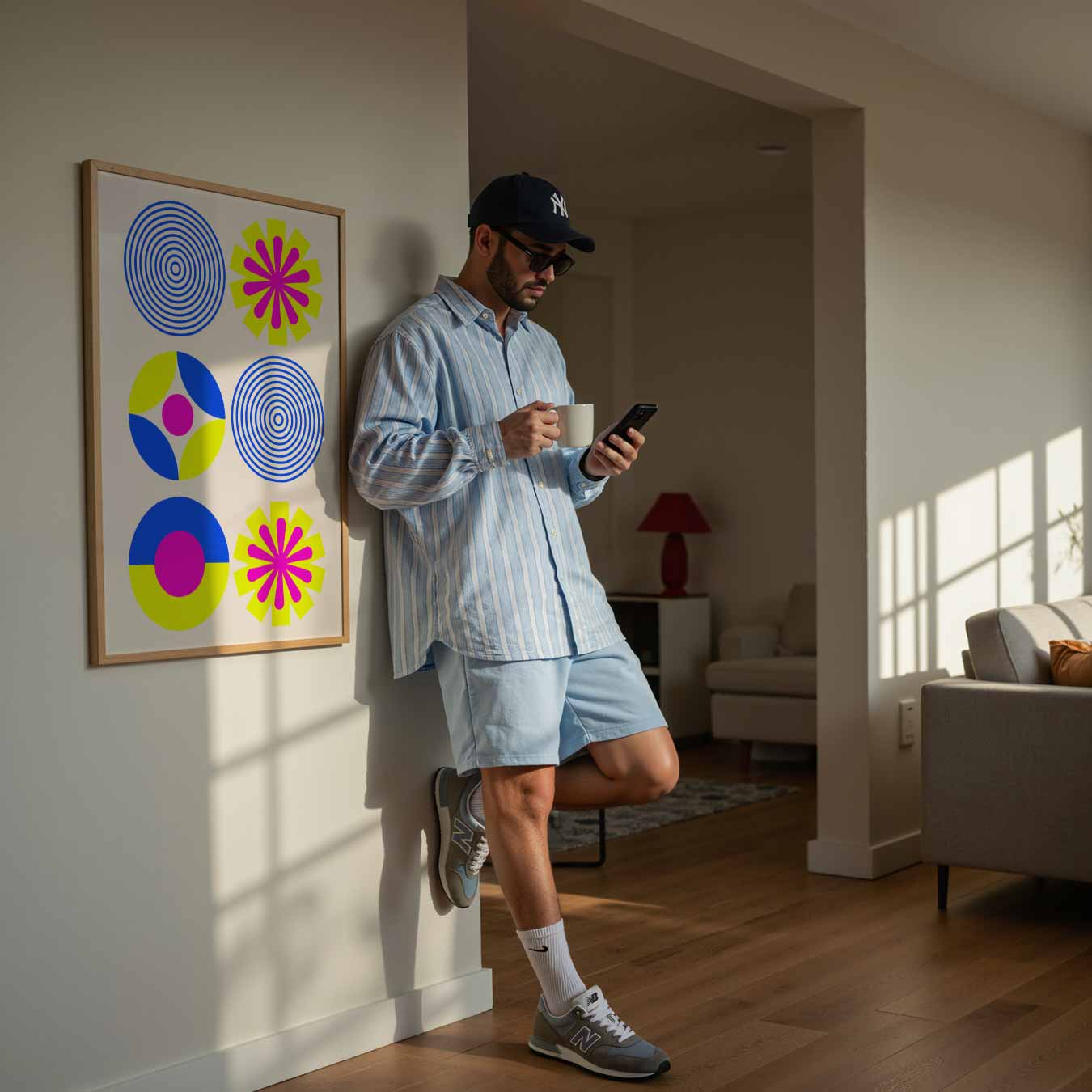 Kleurrijke Retro Cirkelpatronen Poster-WallArtistic