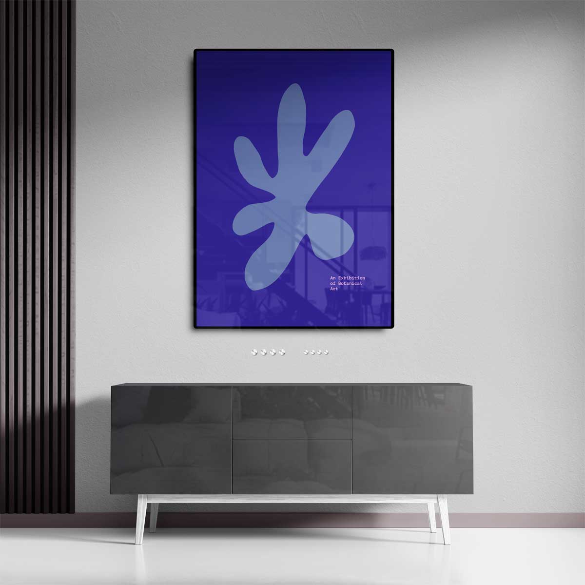 Blauwe Botanische Vormen Kunstwerk-canvas-dibond-plexiglas-wanddecoratie-WallArtistic