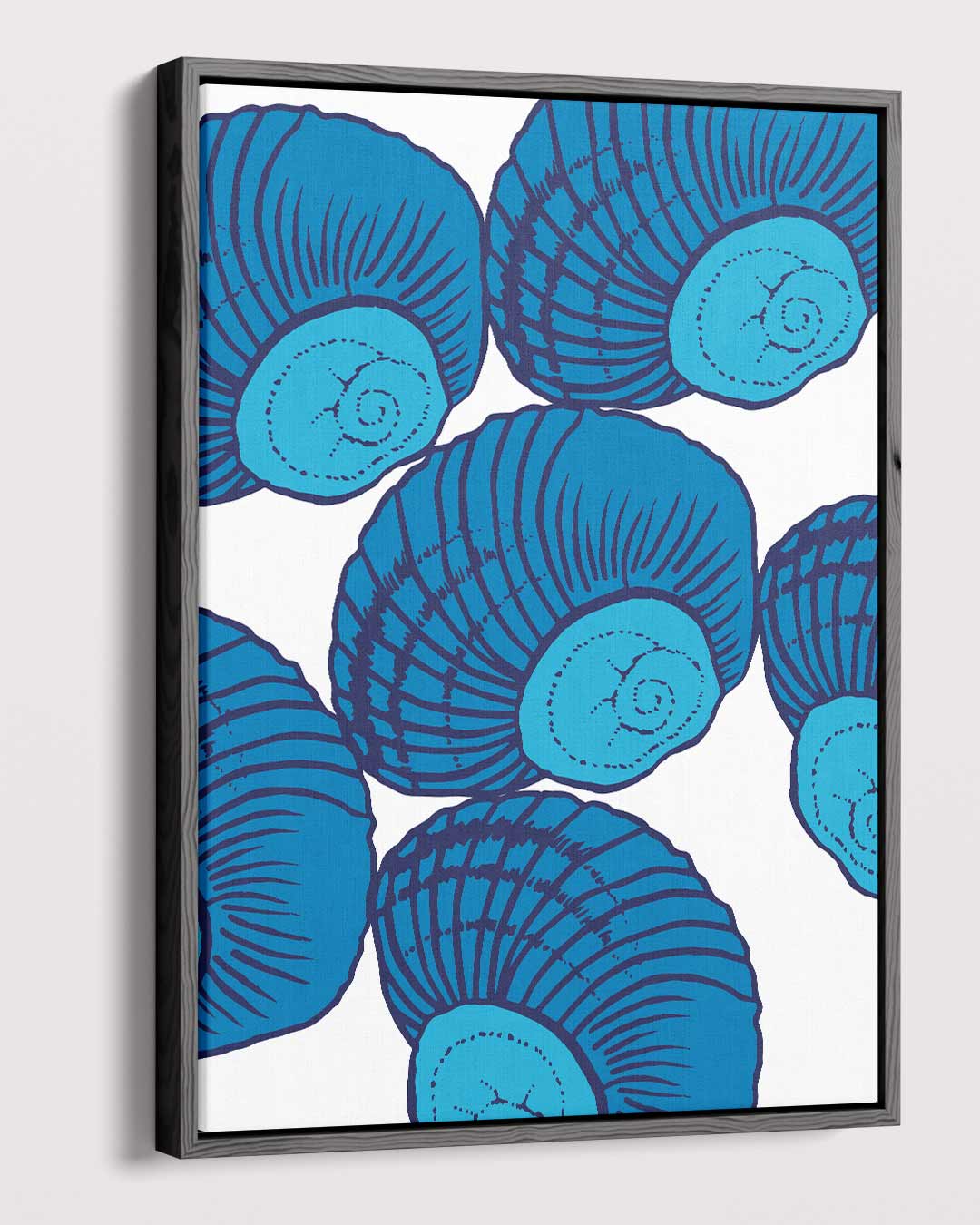 Blauw Gedraaid Schelpenkunstwerk Kunstwerk-canvas-dibond-plexiglas-wanddecoratie-WallArtistic
