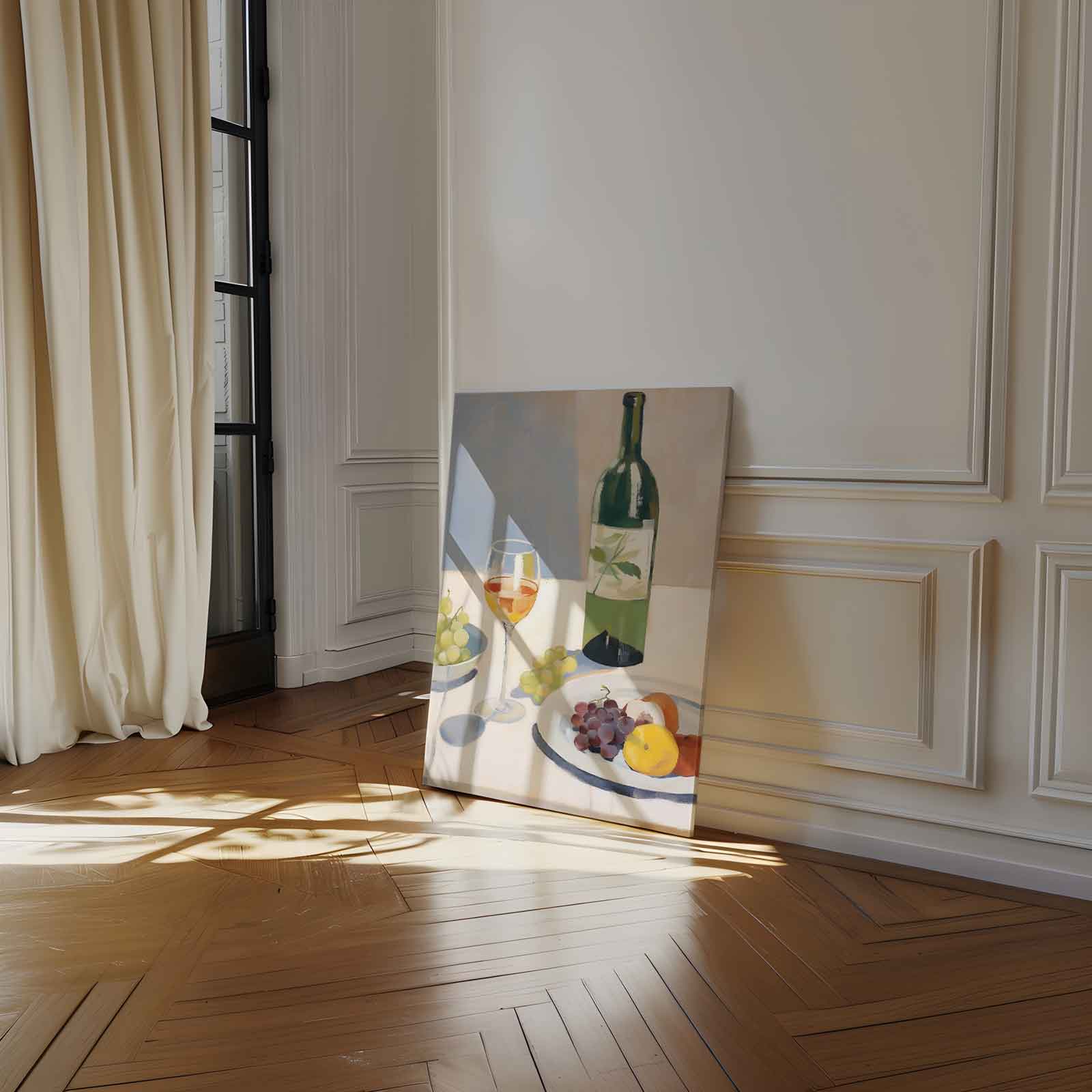 Stilleven met Wijn en Vruchten Kunstwerk-canvas-dibond-plexiglas-wanddecoratie-WallArtistic