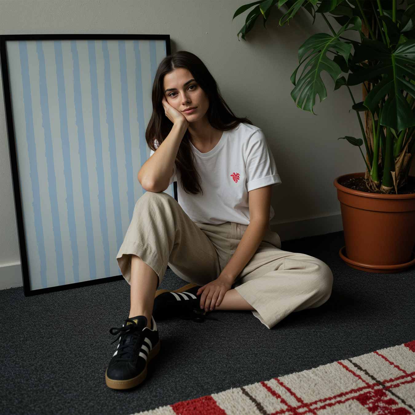 Zachtblauwe Strepen Poster-WallArtistic