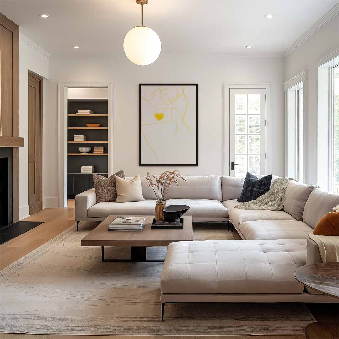 Lijntekening met Hart Kunstwerk-canvas-dibond-plexiglas-wanddecoratie-WallArtistic