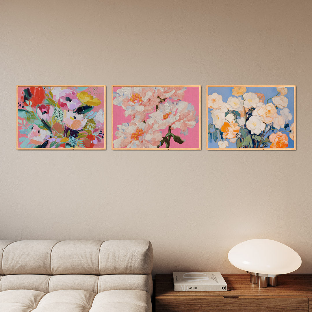 Kleurrijke bloemenvormen Posterset