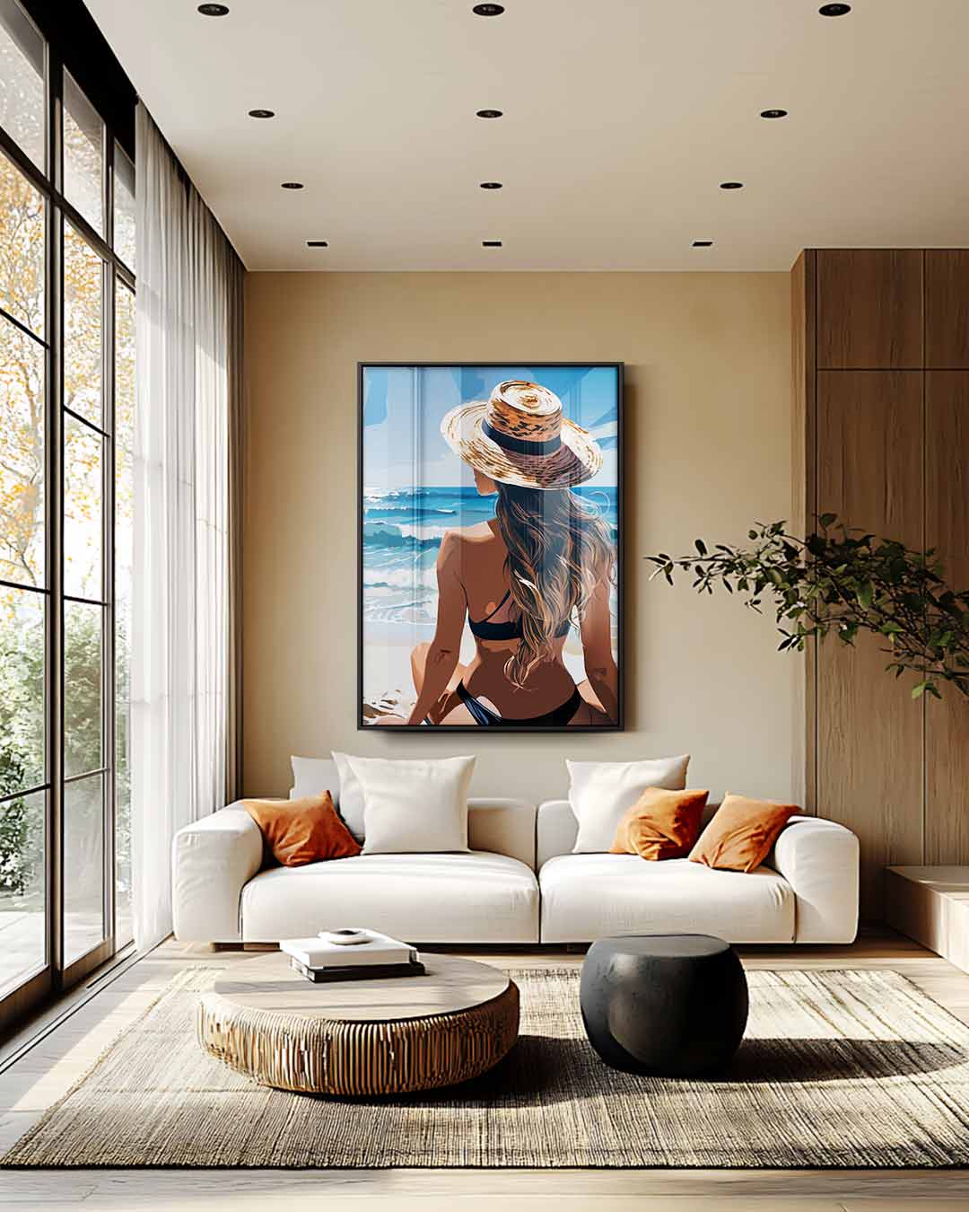 Zomers Stranduitzicht Kunstwerk-canvas-dibond-plexiglas-wanddecoratie-WallArtistic