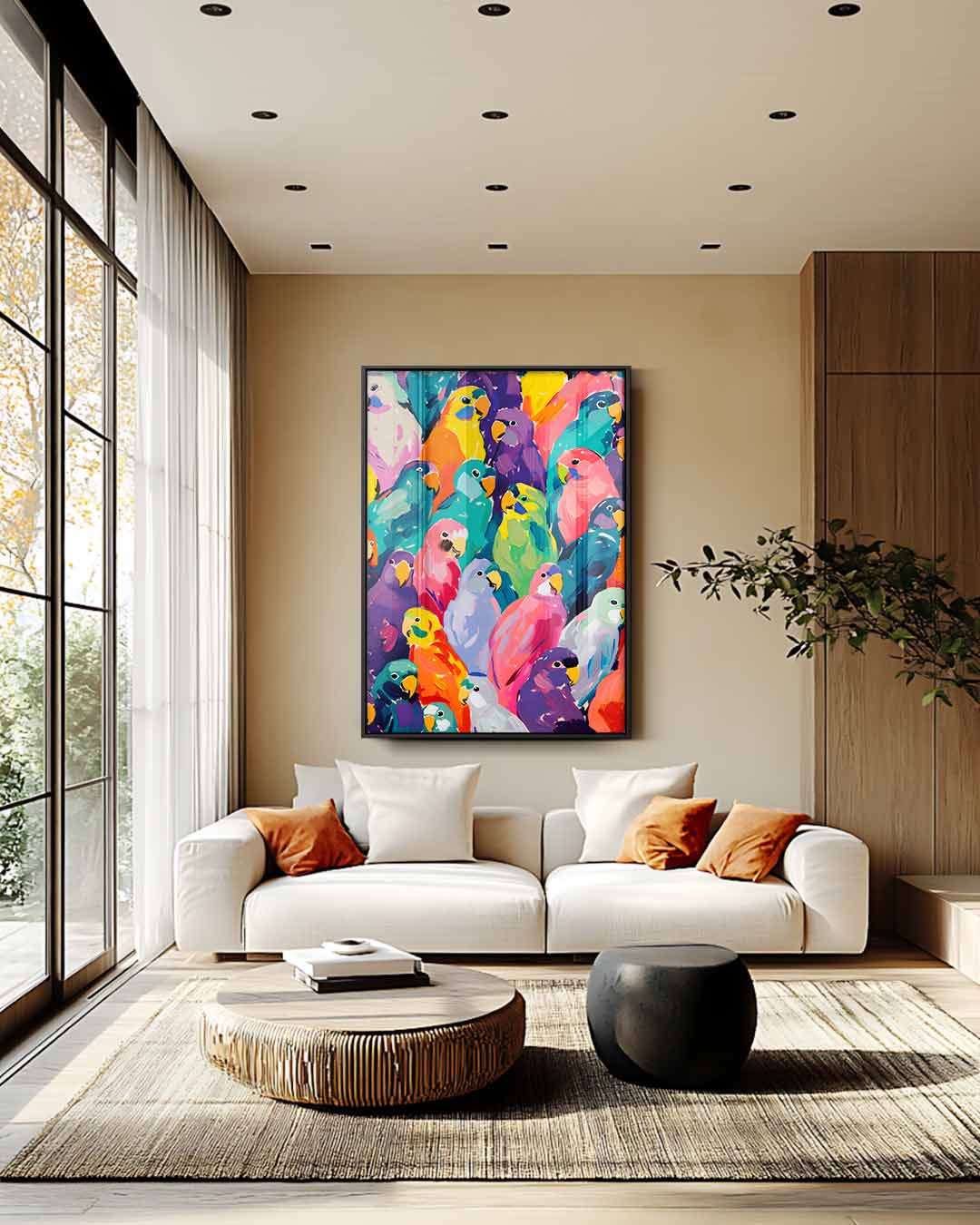 Kleurrijke Papegaaienpracht Kunstwerk-canvas-dibond-plexiglas-wanddecoratie-WallArtistic