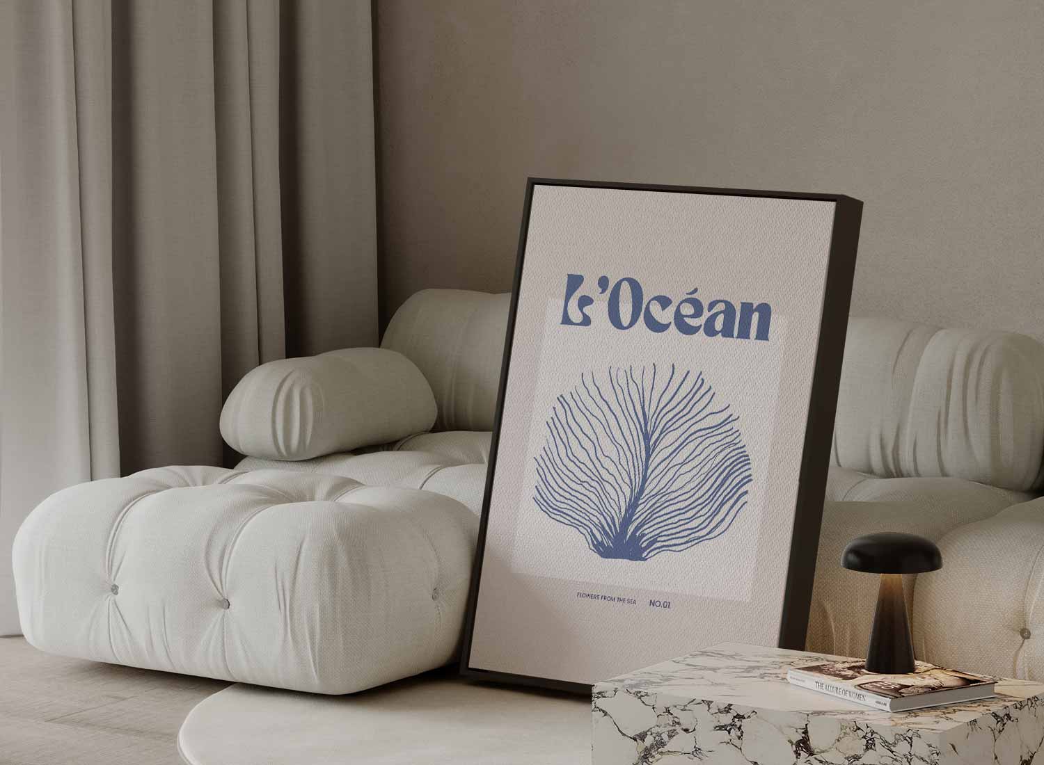 L'Océan: Bloemen uit de Zee Kunstwerk-canvas-dibond-plexiglas-wanddecoratie-WallArtistic