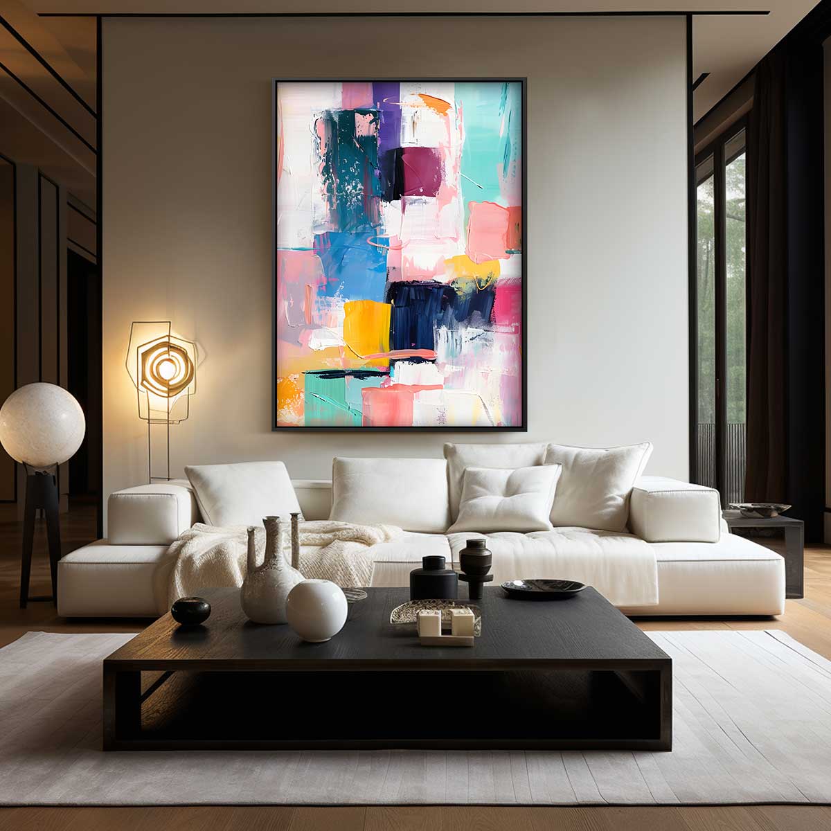 Kleurrijke Abstractie in Beweging Kunstwerk-canvas-dibond-plexiglas-wanddecoratie-WallArtistic