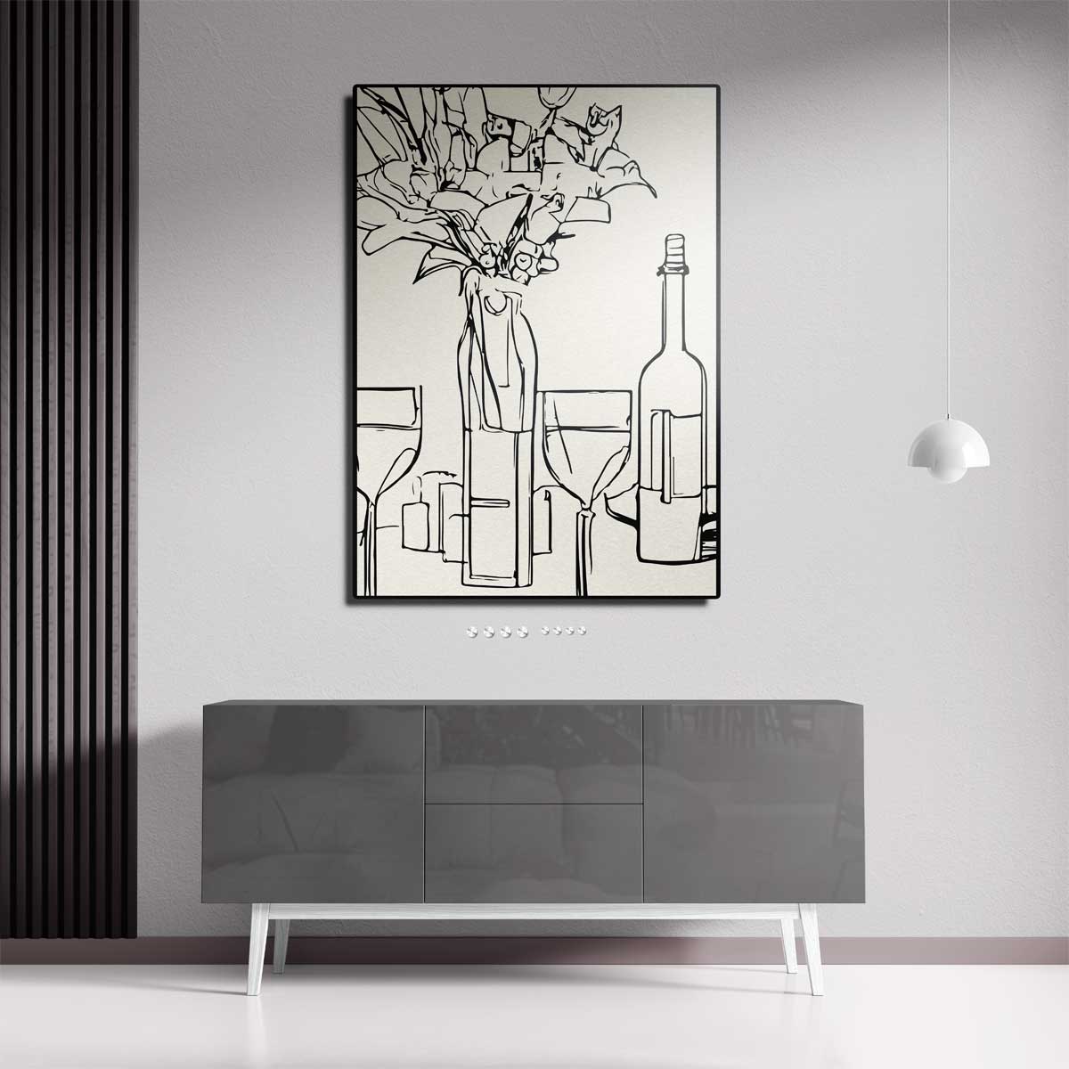 Moderne Omtrekschets Stilleven Kunstwerk-canvas-dibond-plexiglas-wanddecoratie-WallArtistic