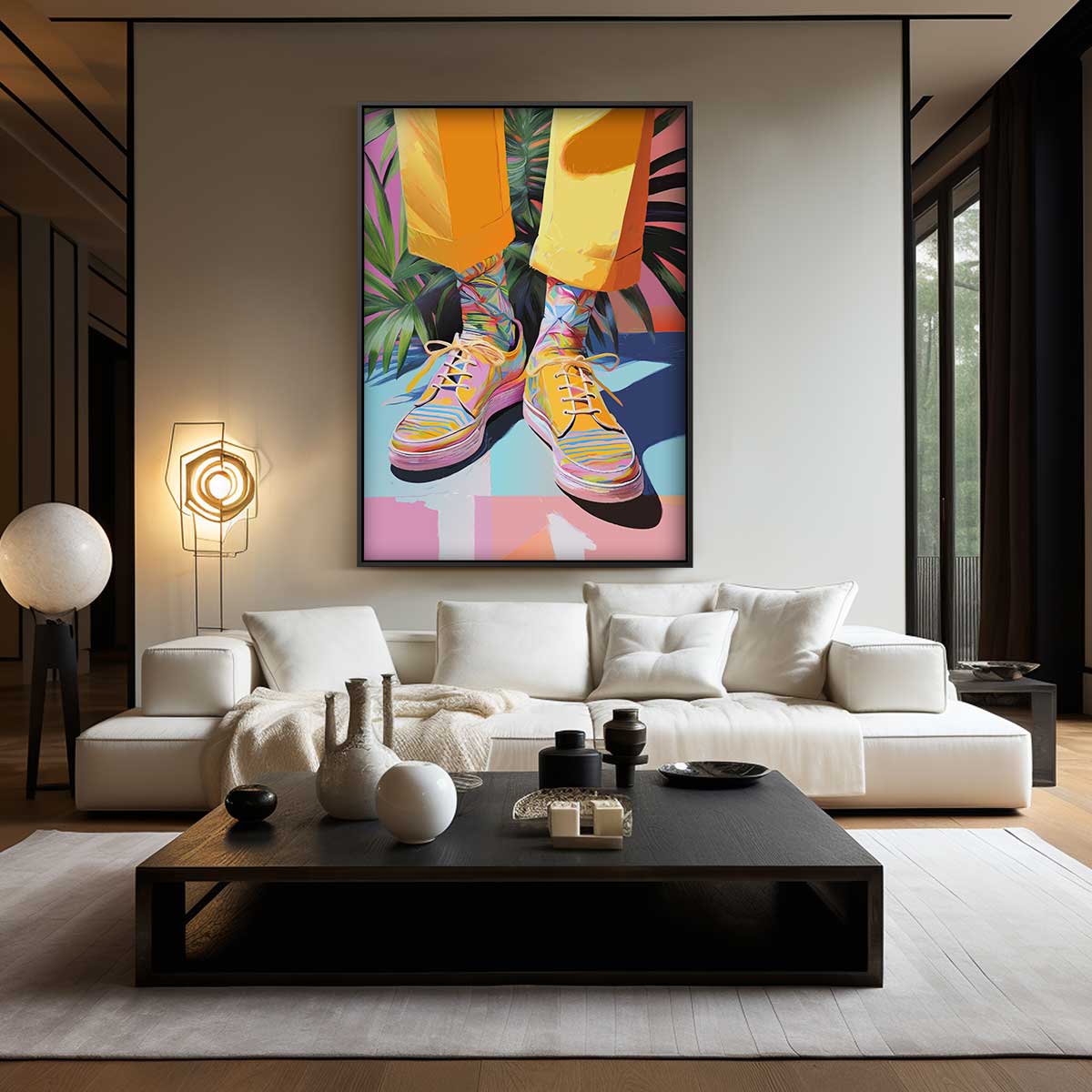 Kleurrijke Sneaker Vibes Kunstwerk-canvas-dibond-plexiglas-wanddecoratie-WallArtistic