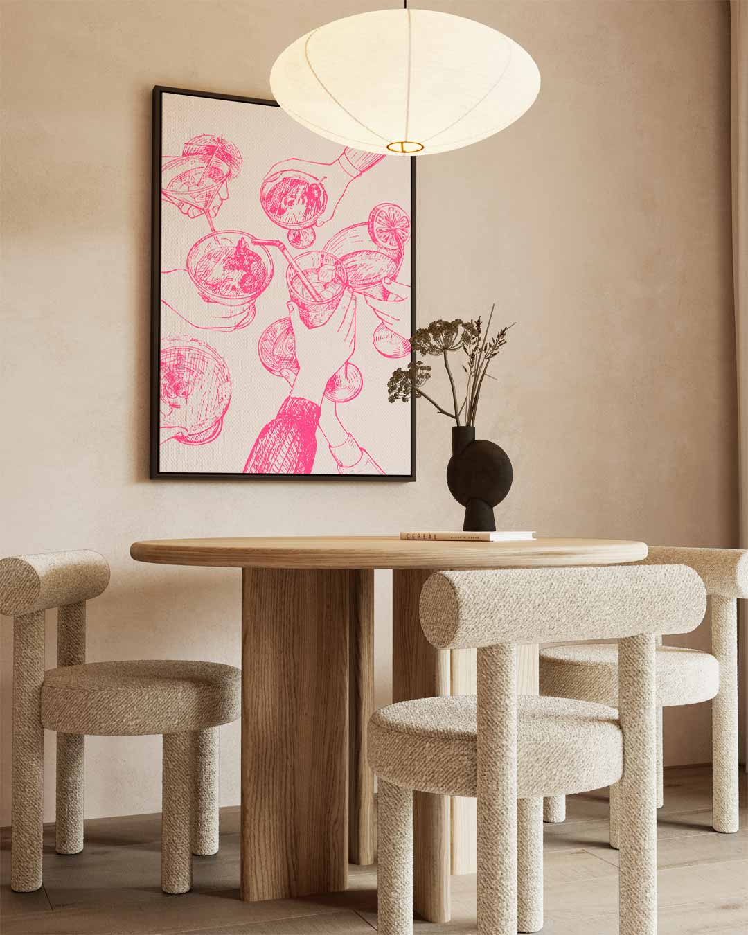 Gezellige Cheers Illustratie Kunstwerk-canvas-dibond-plexiglas-wanddecoratie-WallArtistic