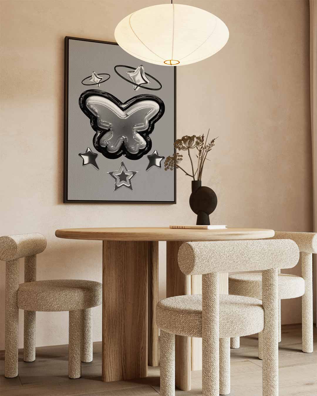Sterrenvlinder in Zilver Kunstwerk-canvas-dibond-plexiglas-wanddecoratie-WallArtistic