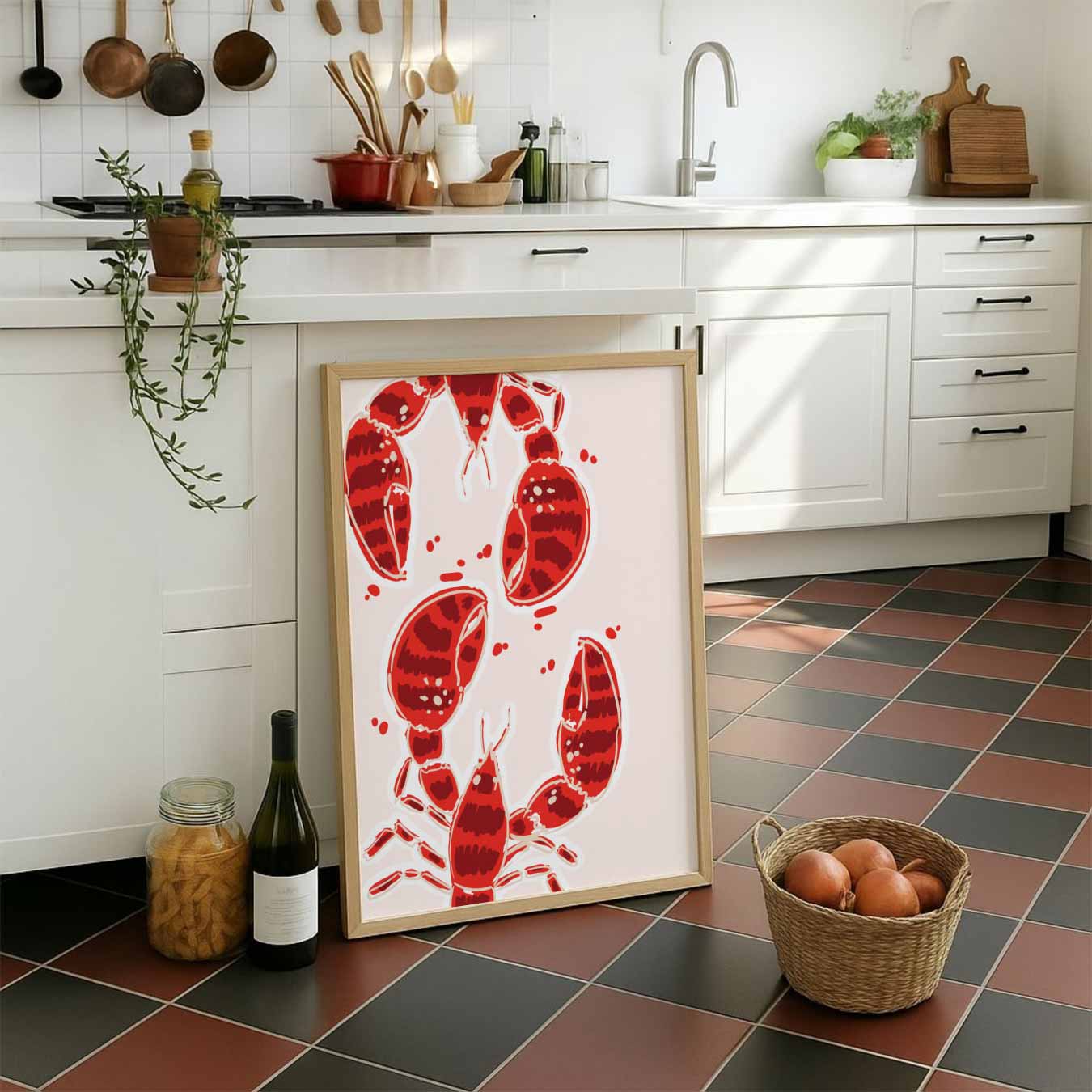 Vrolijke Kreeften Illustratie Poster-WallArtistic