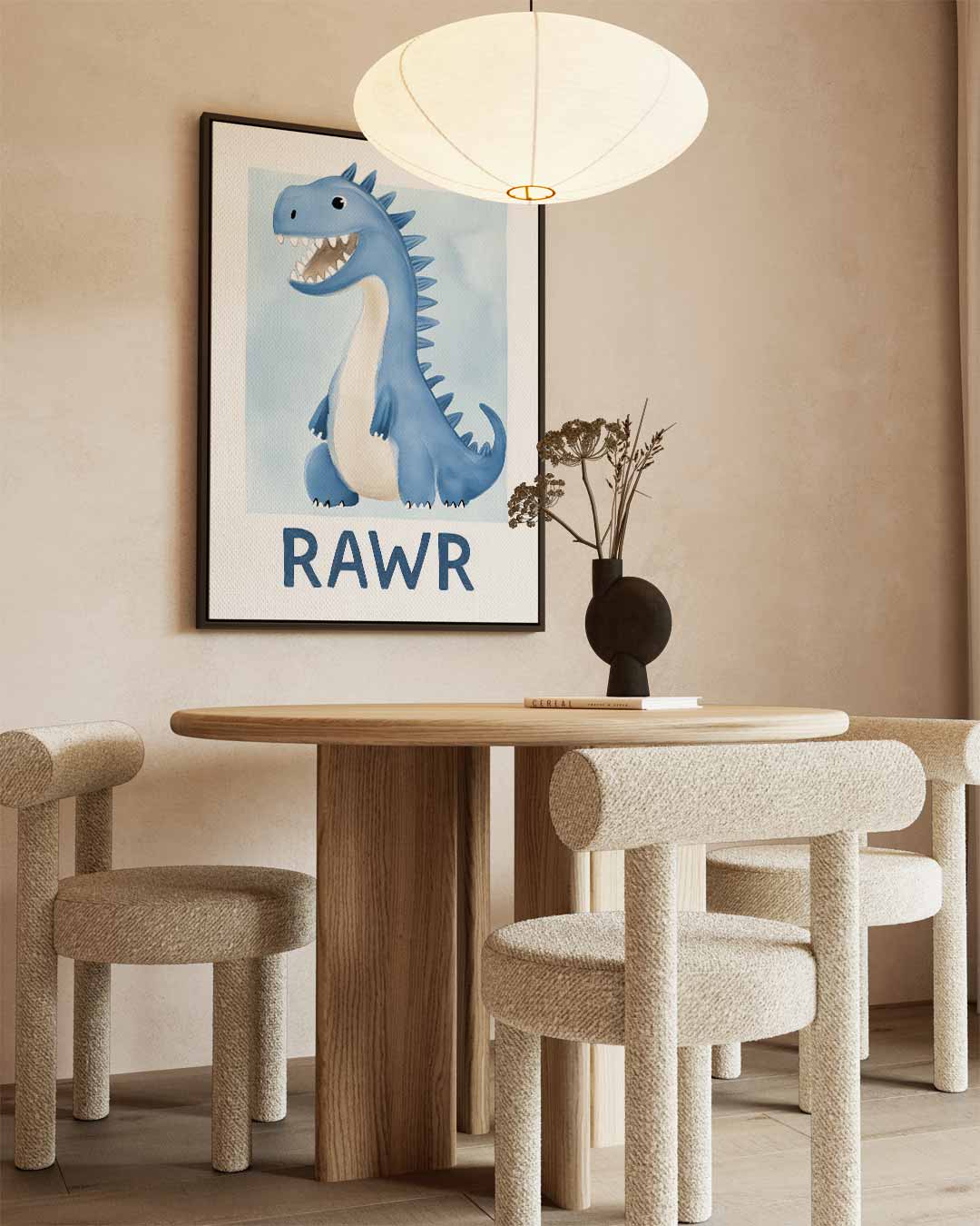Vrolijke Dino Poster Kunstwerk-canvas-dibond-plexiglas-wanddecoratie-WallArtistic