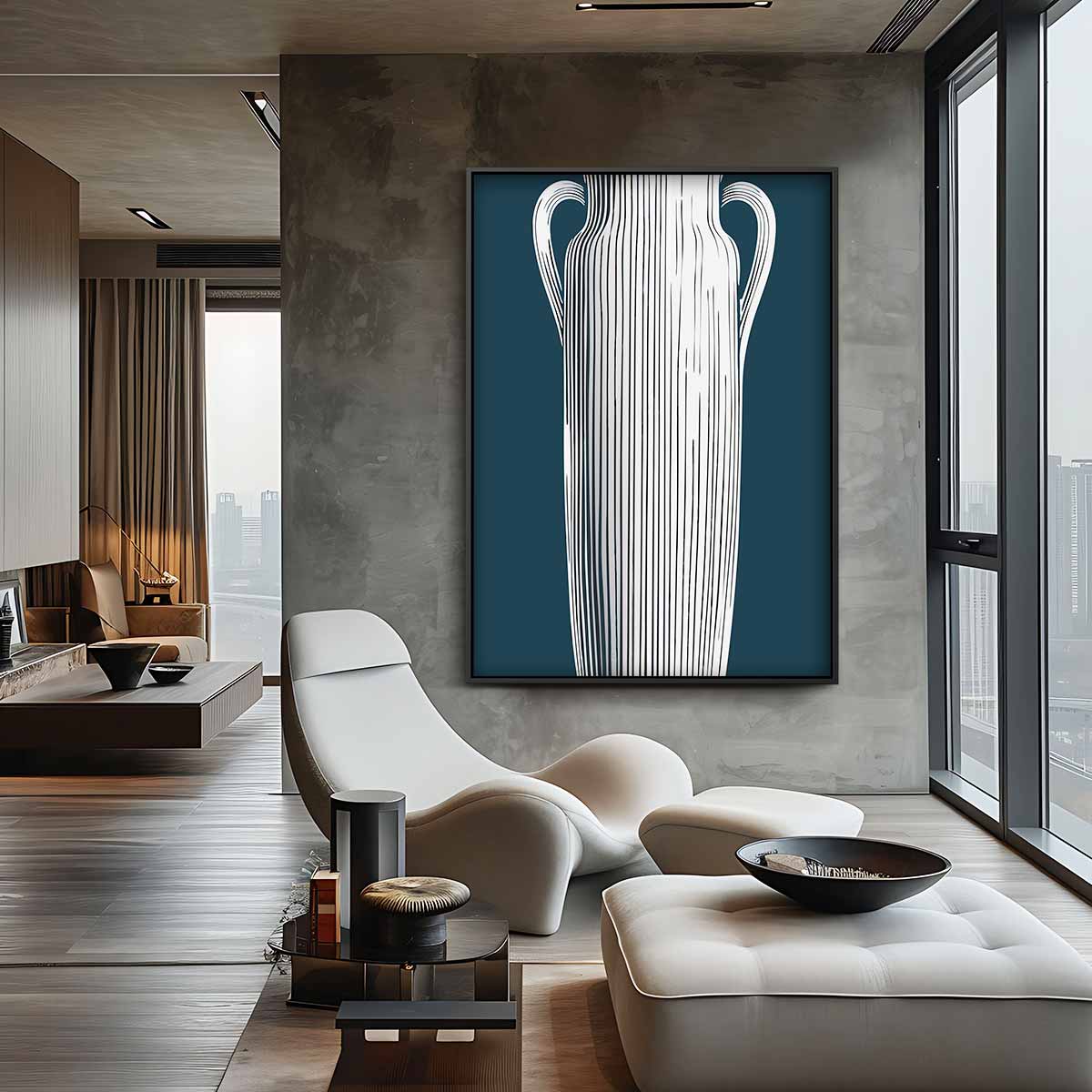 Elegante Gestreepte Vaas Kunstwerk-canvas-dibond-plexiglas-wanddecoratie-WallArtistic