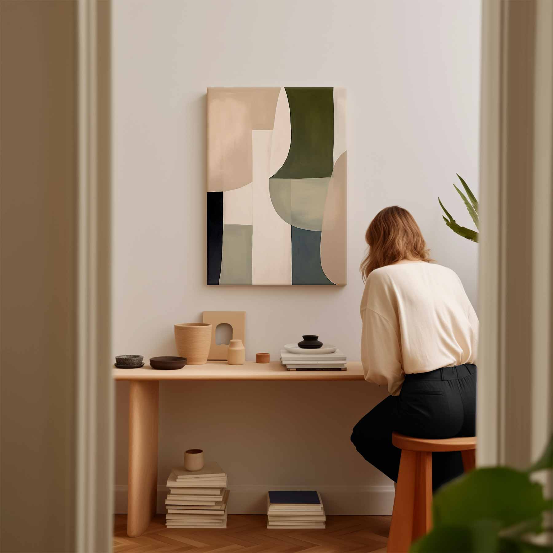 Abstracte Harmonie in Aardetinten Kunstwerk-canvas-dibond-plexiglas-wanddecoratie-WallArtistic