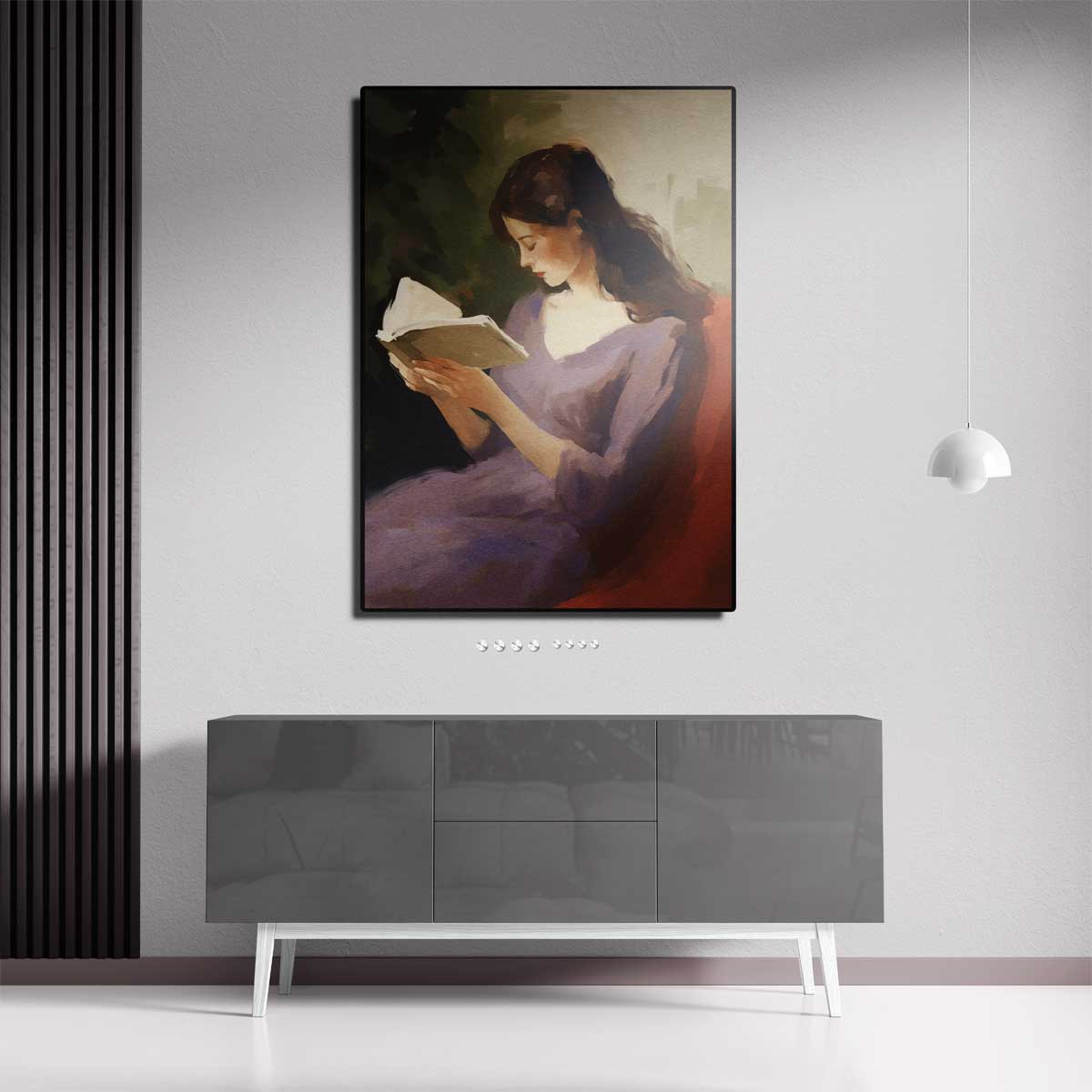 Lezende Vrouw in Rust Kunstwerk-canvas-dibond-plexiglas-wanddecoratie-WallArtistic