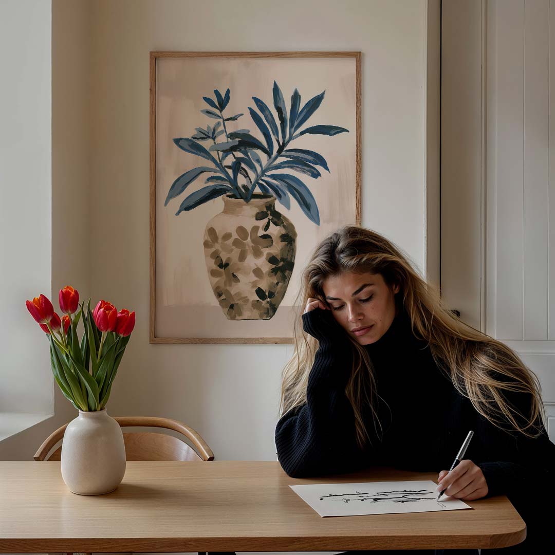 Stijlvolle Botanische Bloemenvaas Poster-WallArtistic