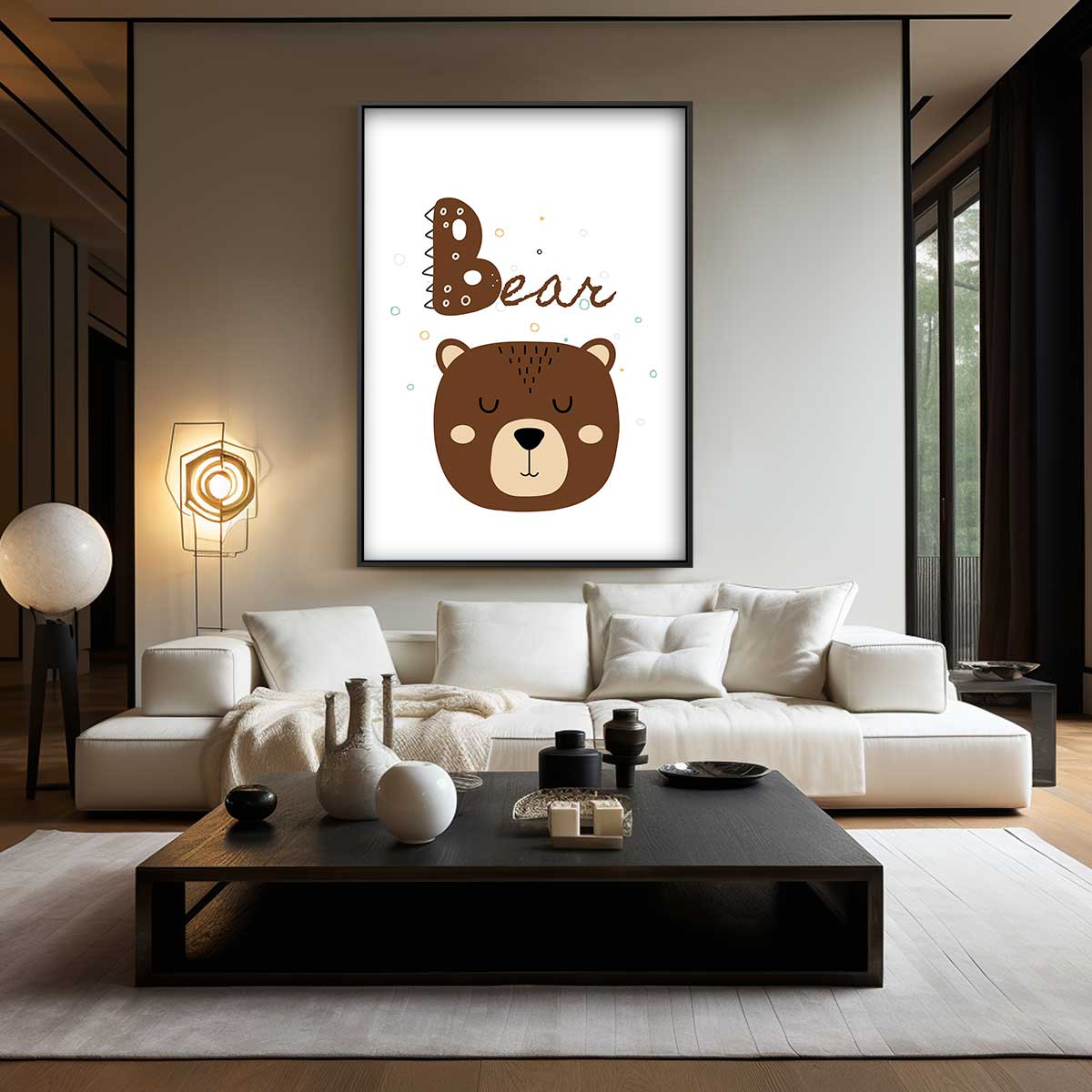 Dromerige Beer Kinderposter Kunstwerk-canvas-dibond-plexiglas-wanddecoratie-WallArtistic
