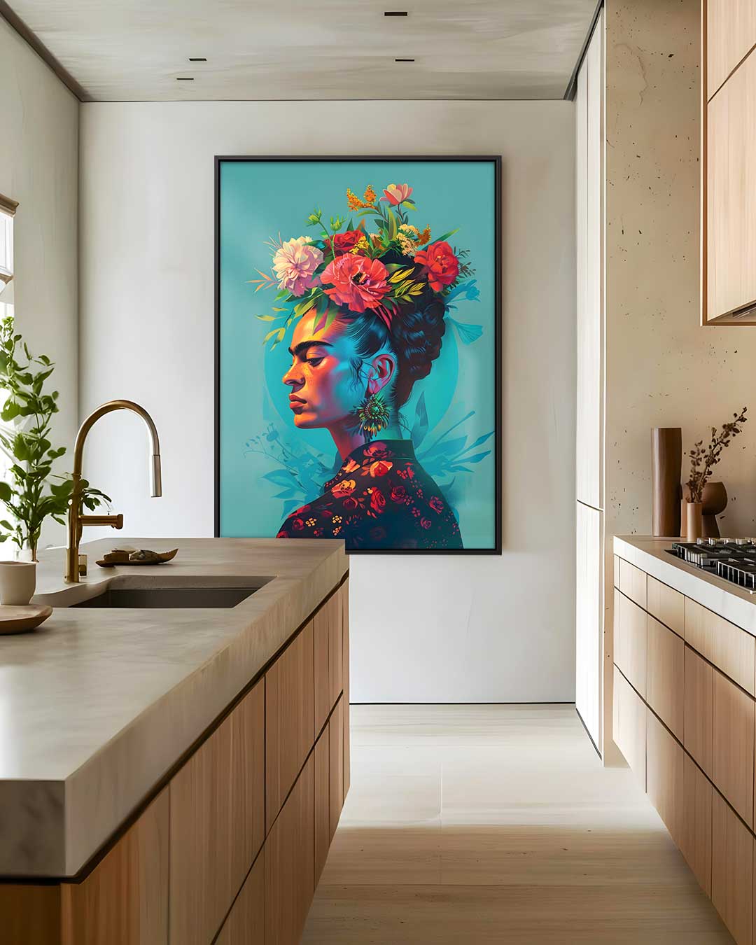 Bloemenkroon Portret Kunstwerk-canvas-dibond-plexiglas-wanddecoratie-WallArtistic