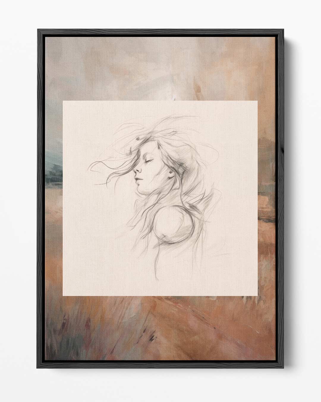 Dromerig Portret Kunstwerk-canvas-dibond-plexiglas-wanddecoratie-WallArtistic