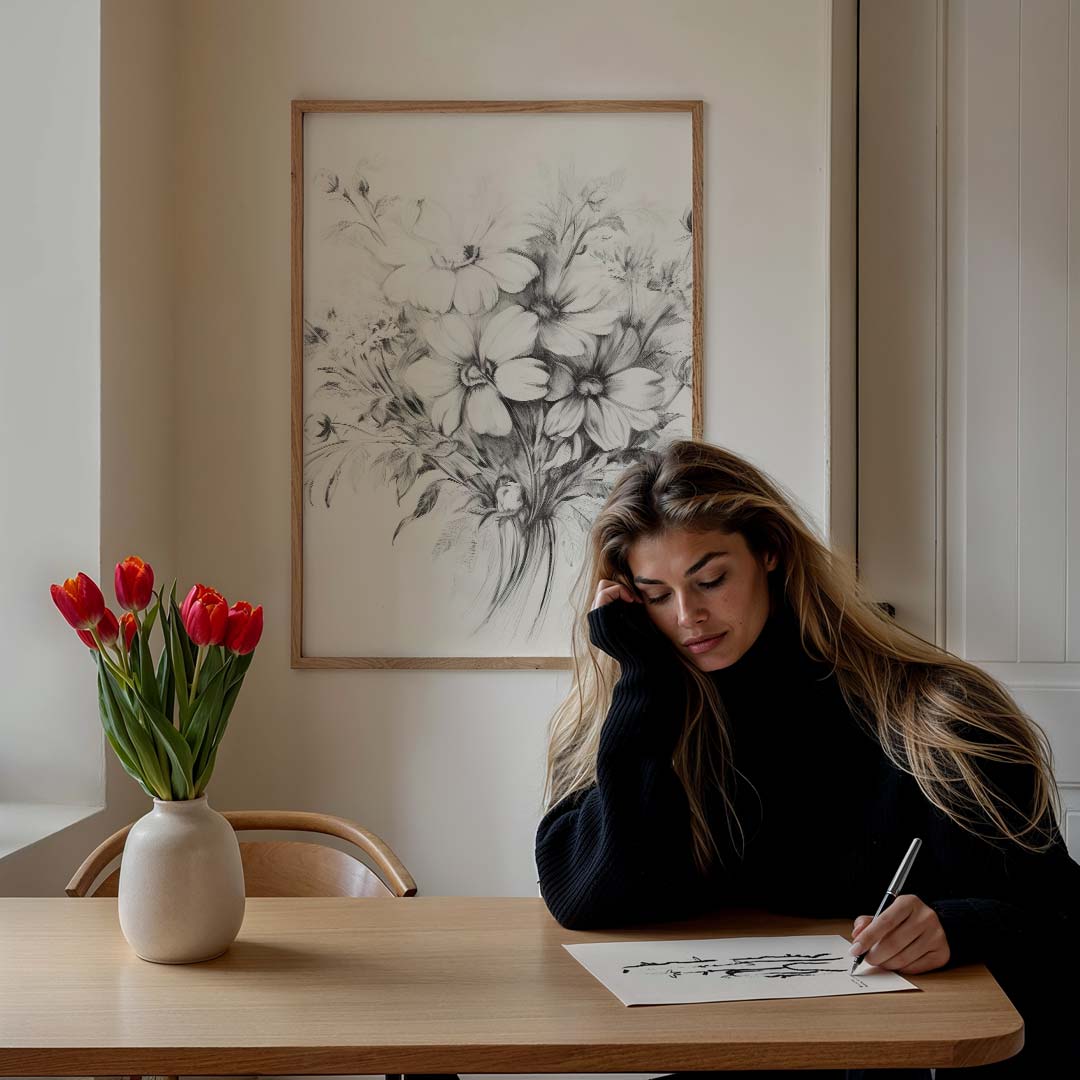 Elegante Bloemenillustratie Poster-WallArtistic