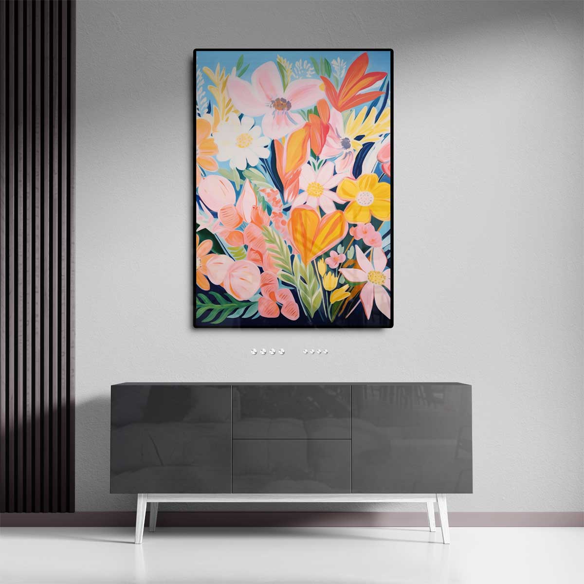Bloemengeur in Kleuren Kunstwerk-canvas-dibond-plexiglas-wanddecoratie-WallArtistic
