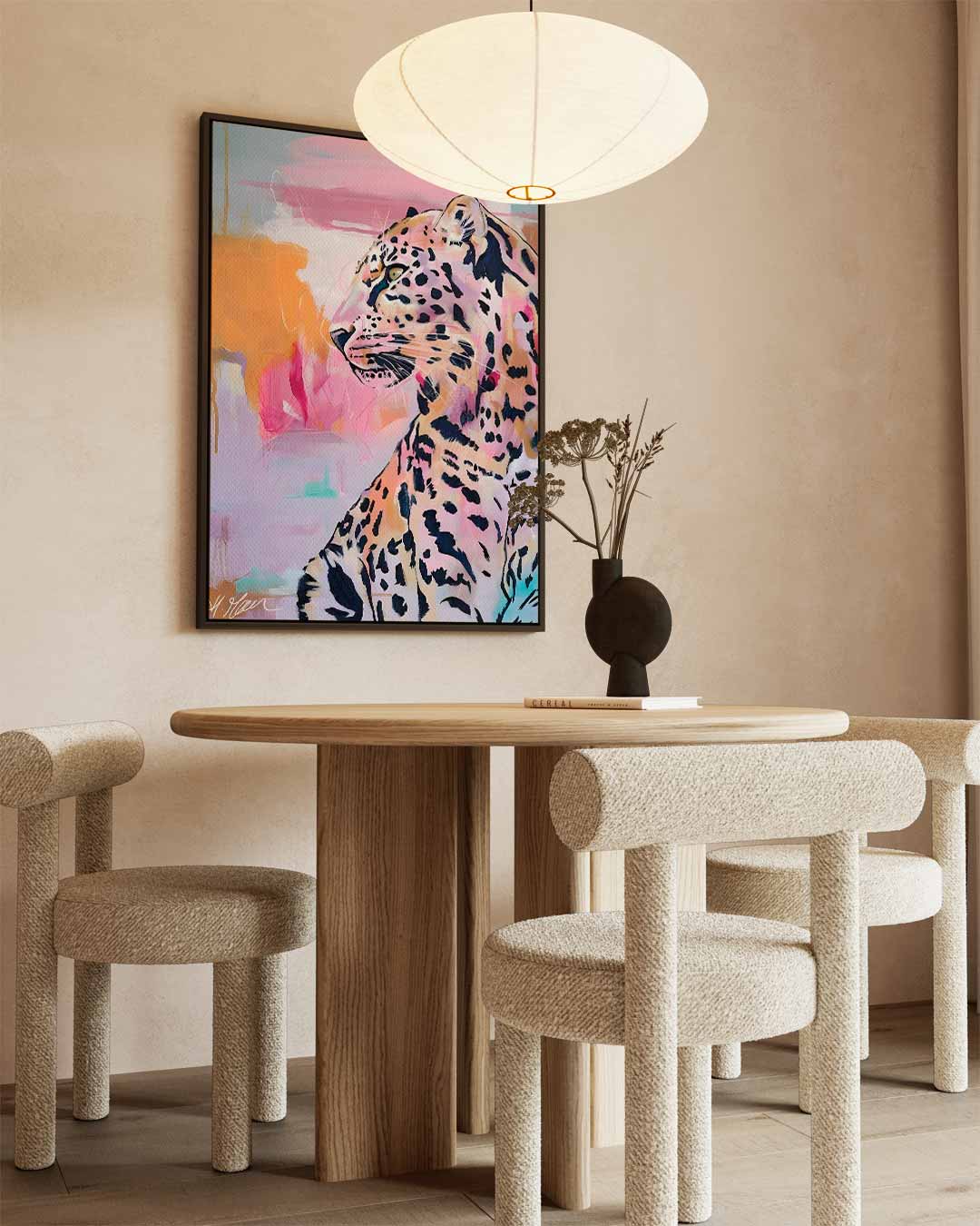 Majestueuze Panter in Pastel Kunstwerk-canvas-dibond-plexiglas-wanddecoratie-WallArtistic