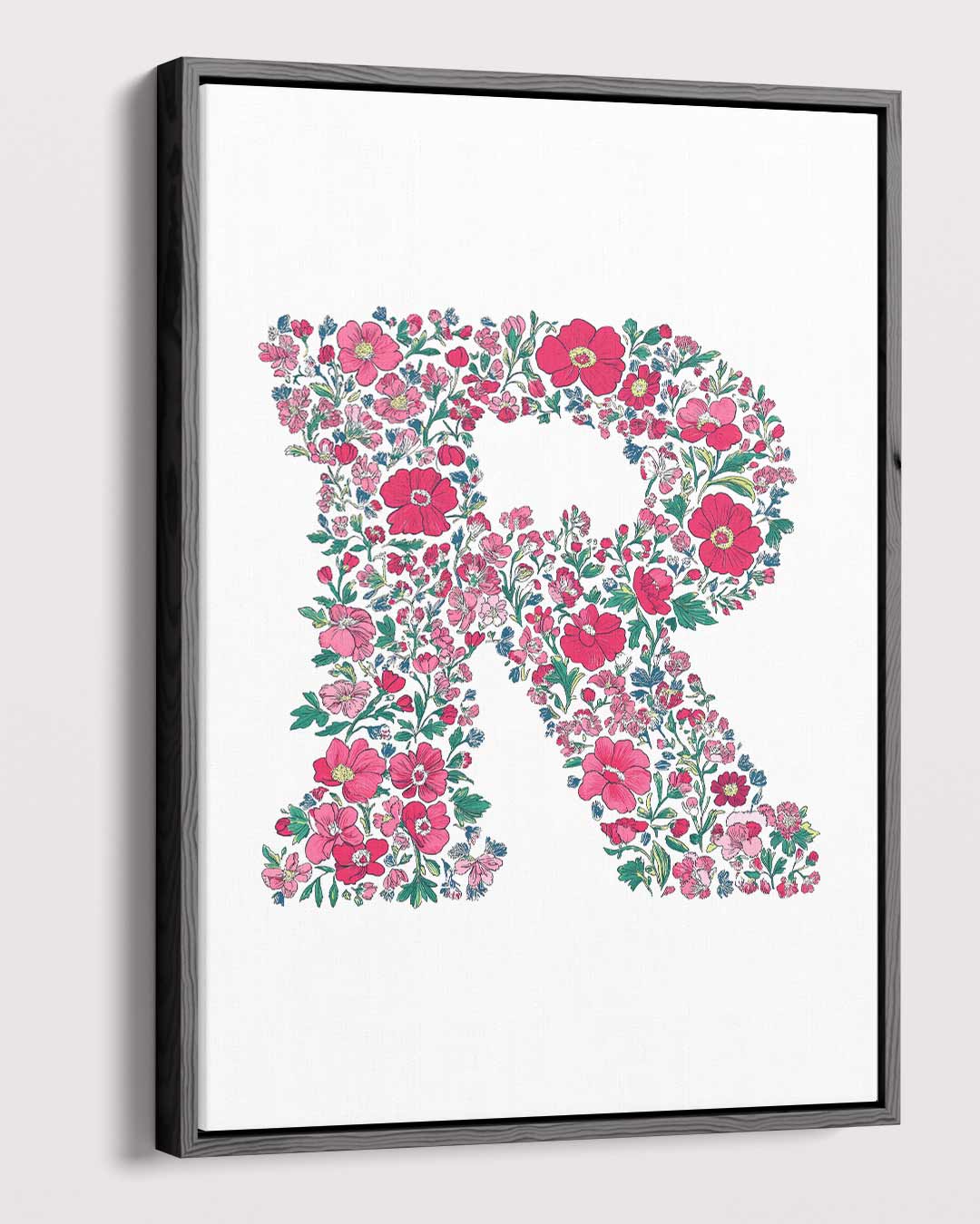Bloemenletter R Kunstwerk-canvas-dibond-plexiglas-wanddecoratie-WallArtistic