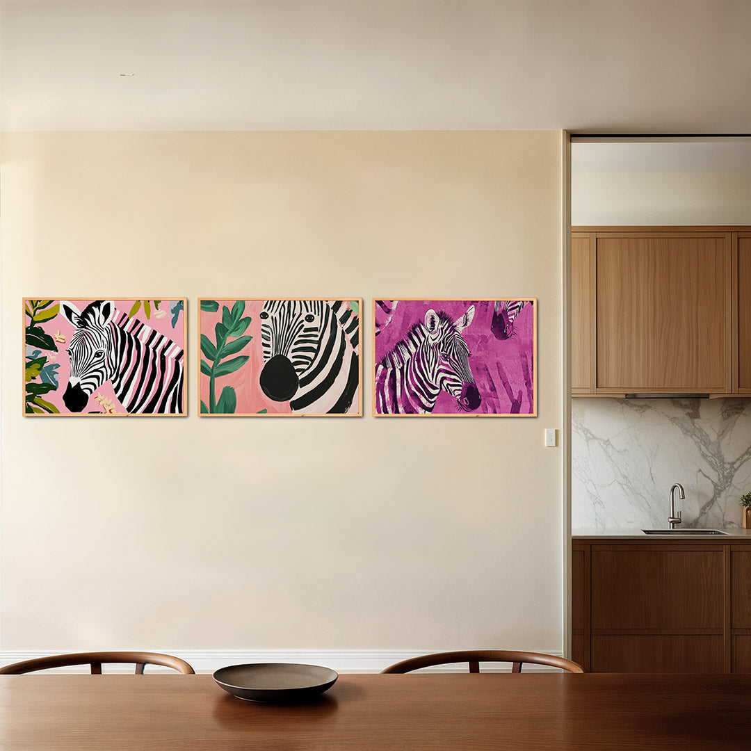 Zebra en bladeren Posterset