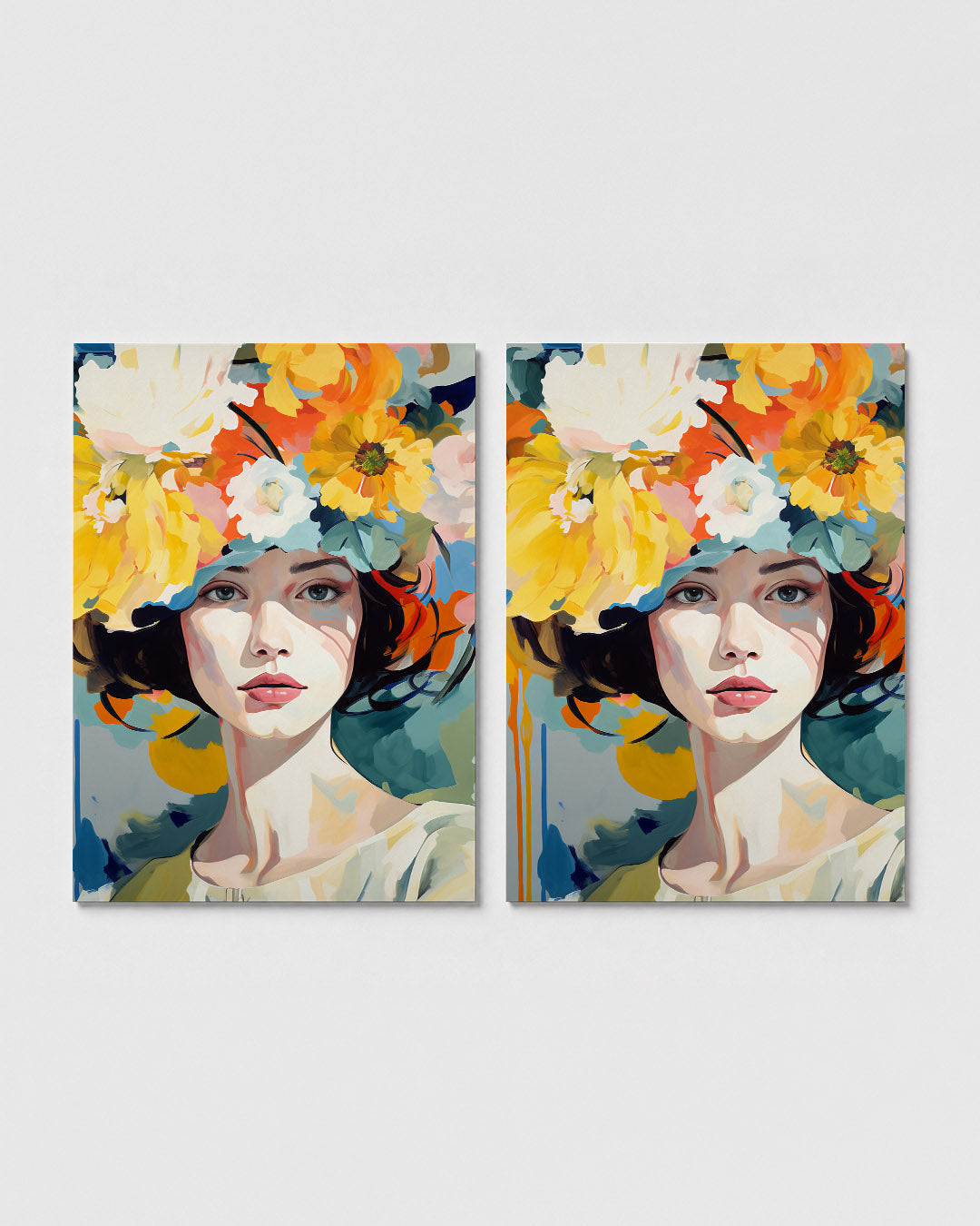 Bloemrijke portretkleuren Posterset