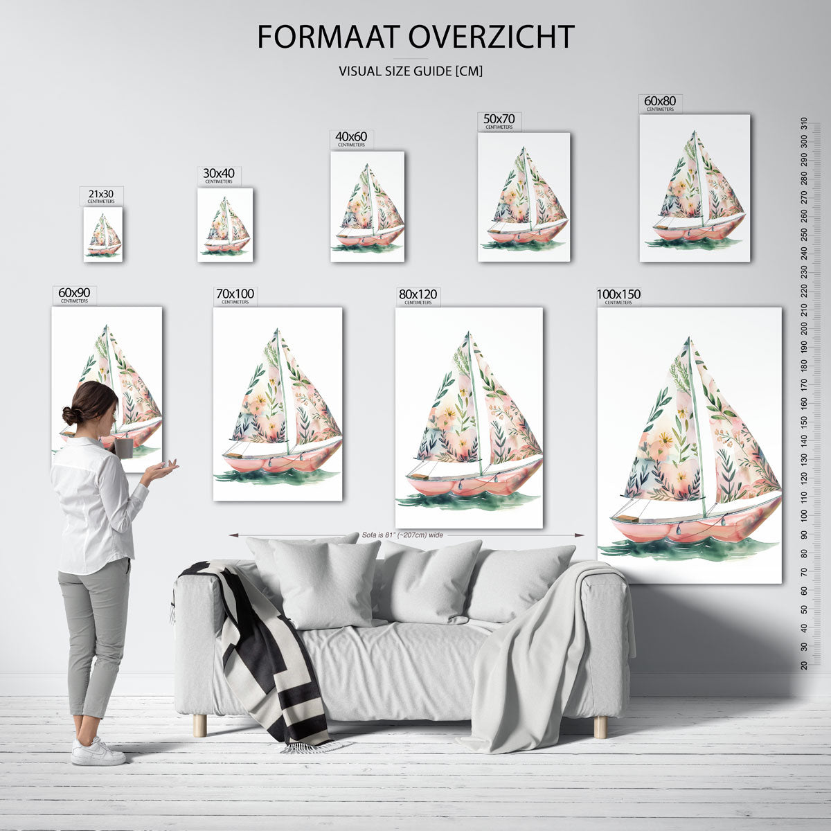 Zeilboot met bloemen Poster
