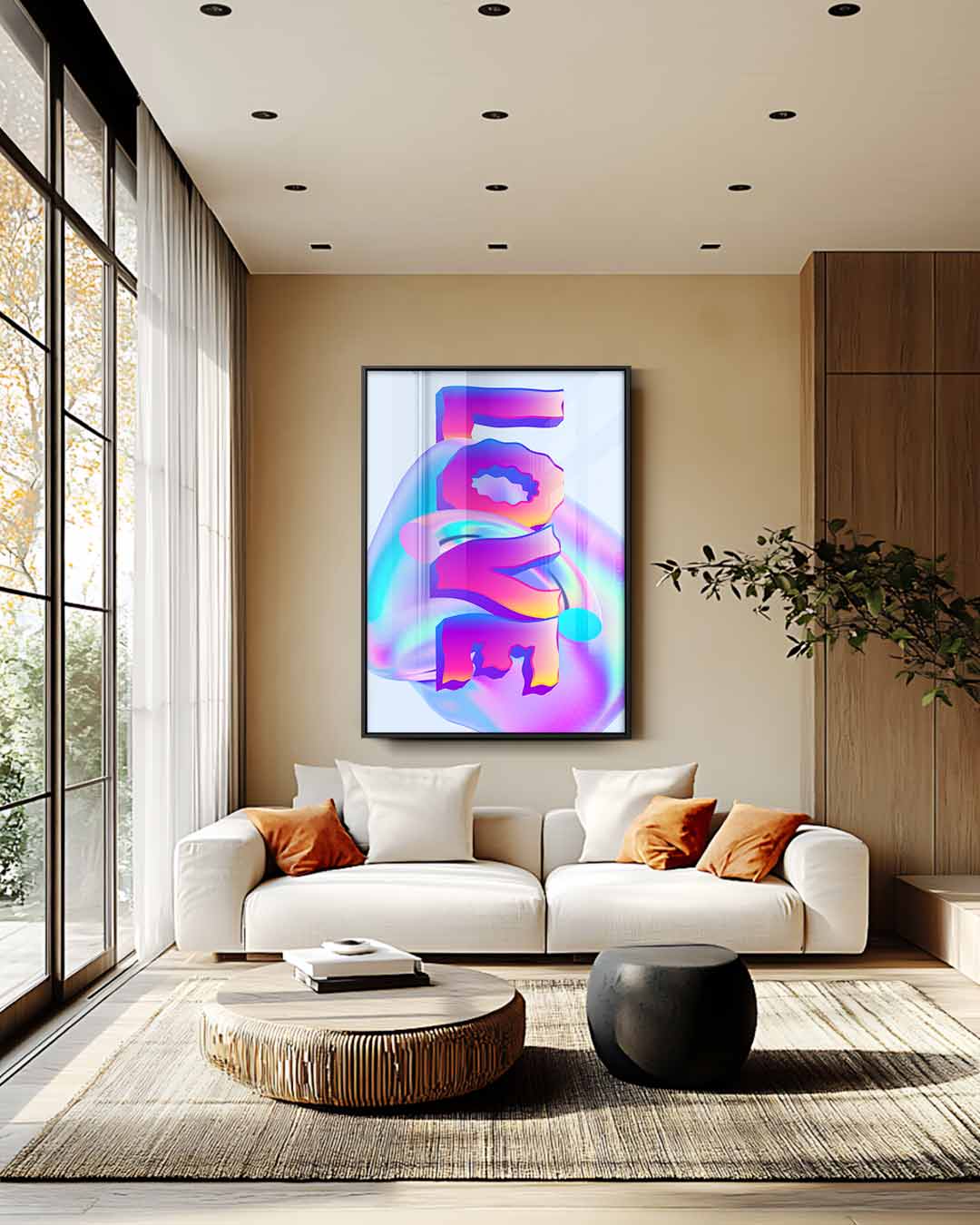 Kleurrijke Ineengestorte Vormen Kunstwerk-canvas-dibond-plexiglas-wanddecoratie-WallArtistic