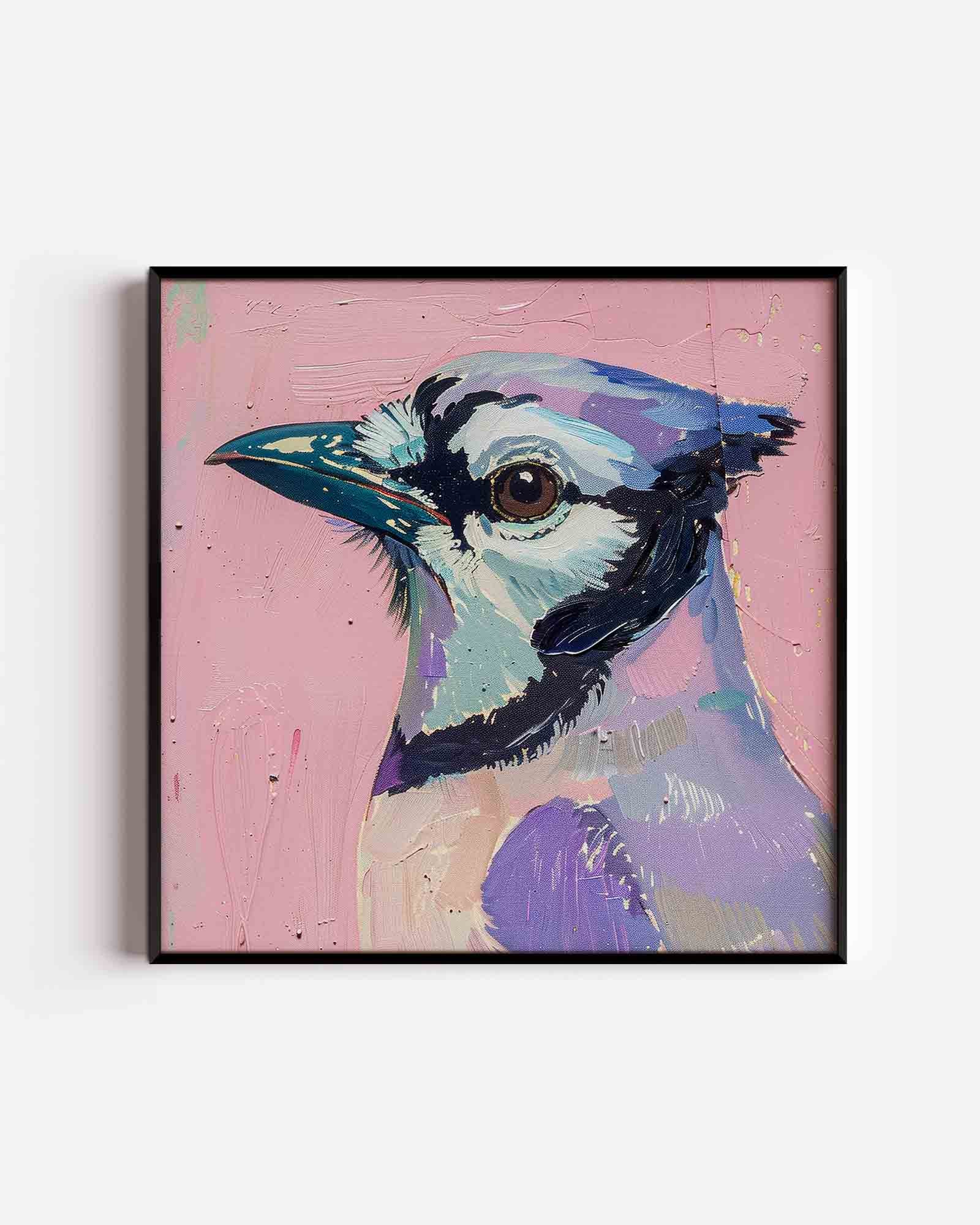 Vogel op roze achtergrond Poster