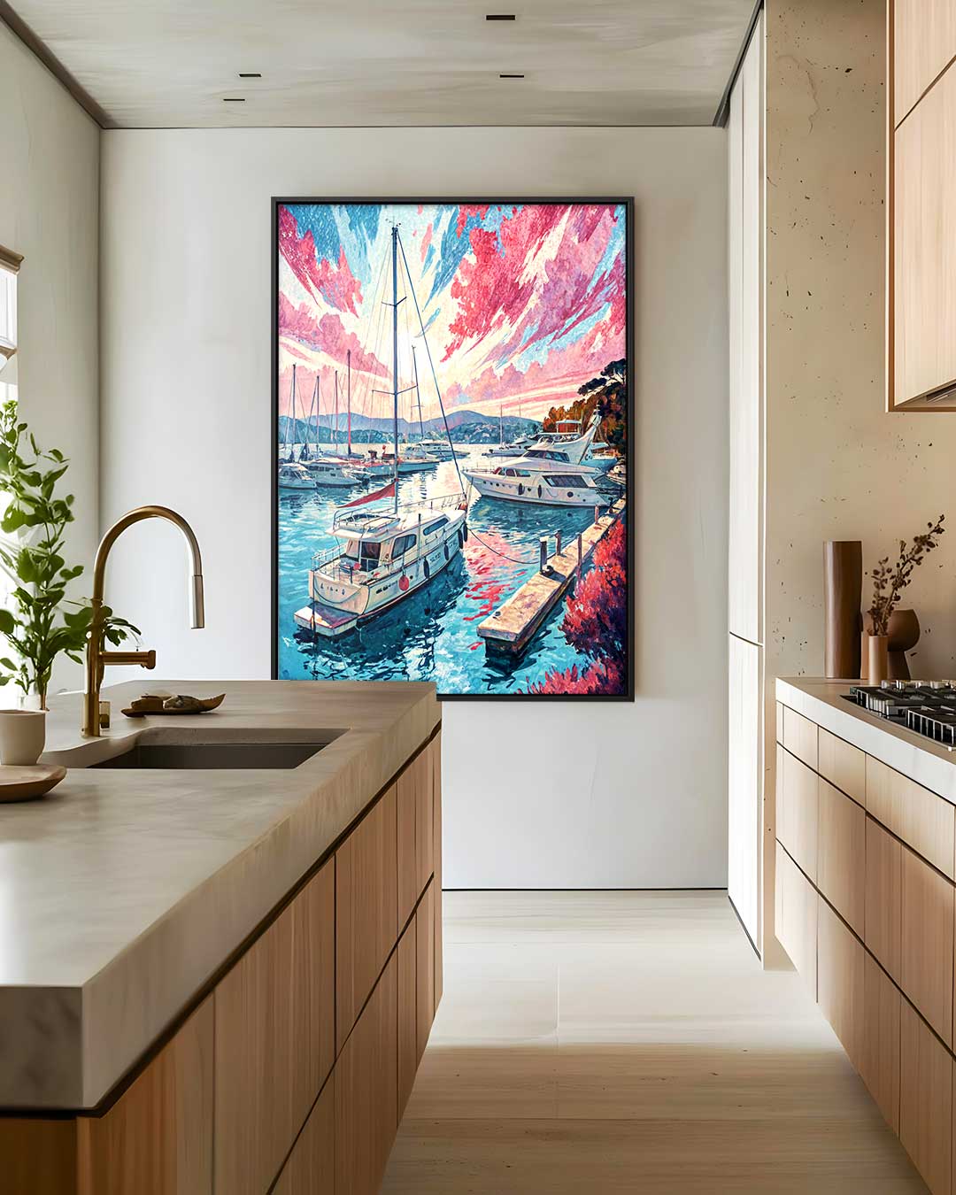 Magische Havenscène bij Zonsondergang Kunstwerk-canvas-dibond-plexiglas-wanddecoratie-WallArtistic