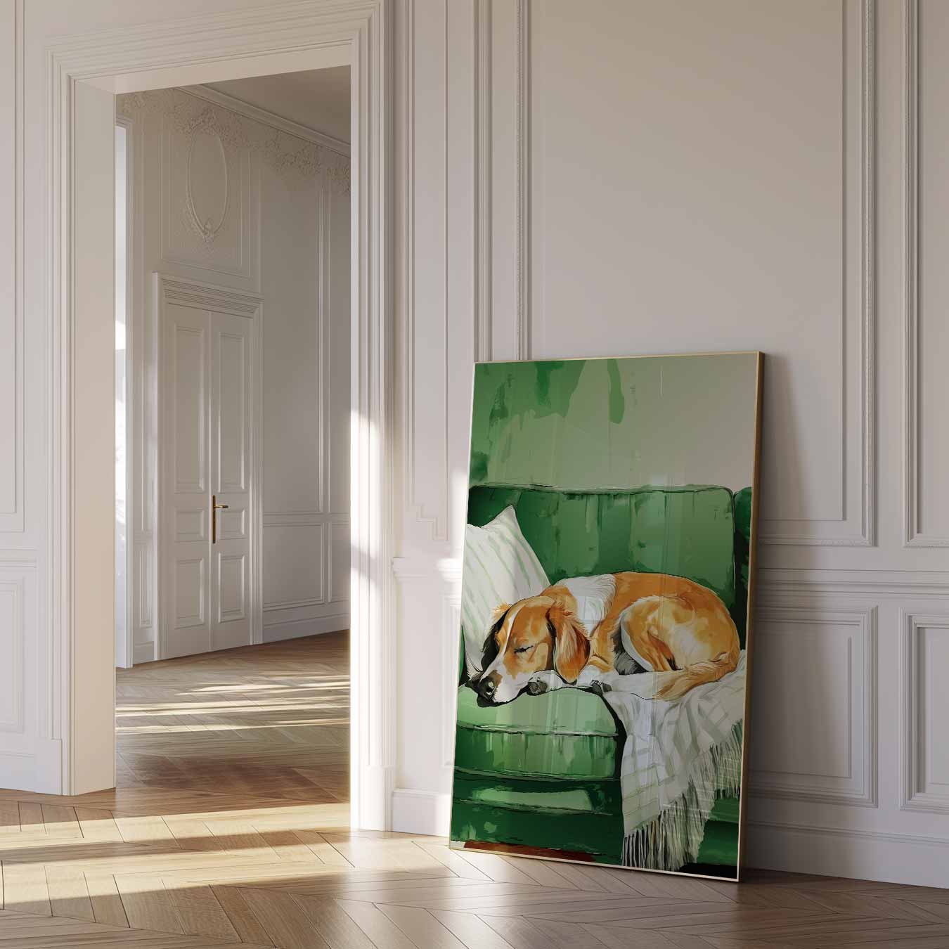 Dromerige Hond op de Bank Poster