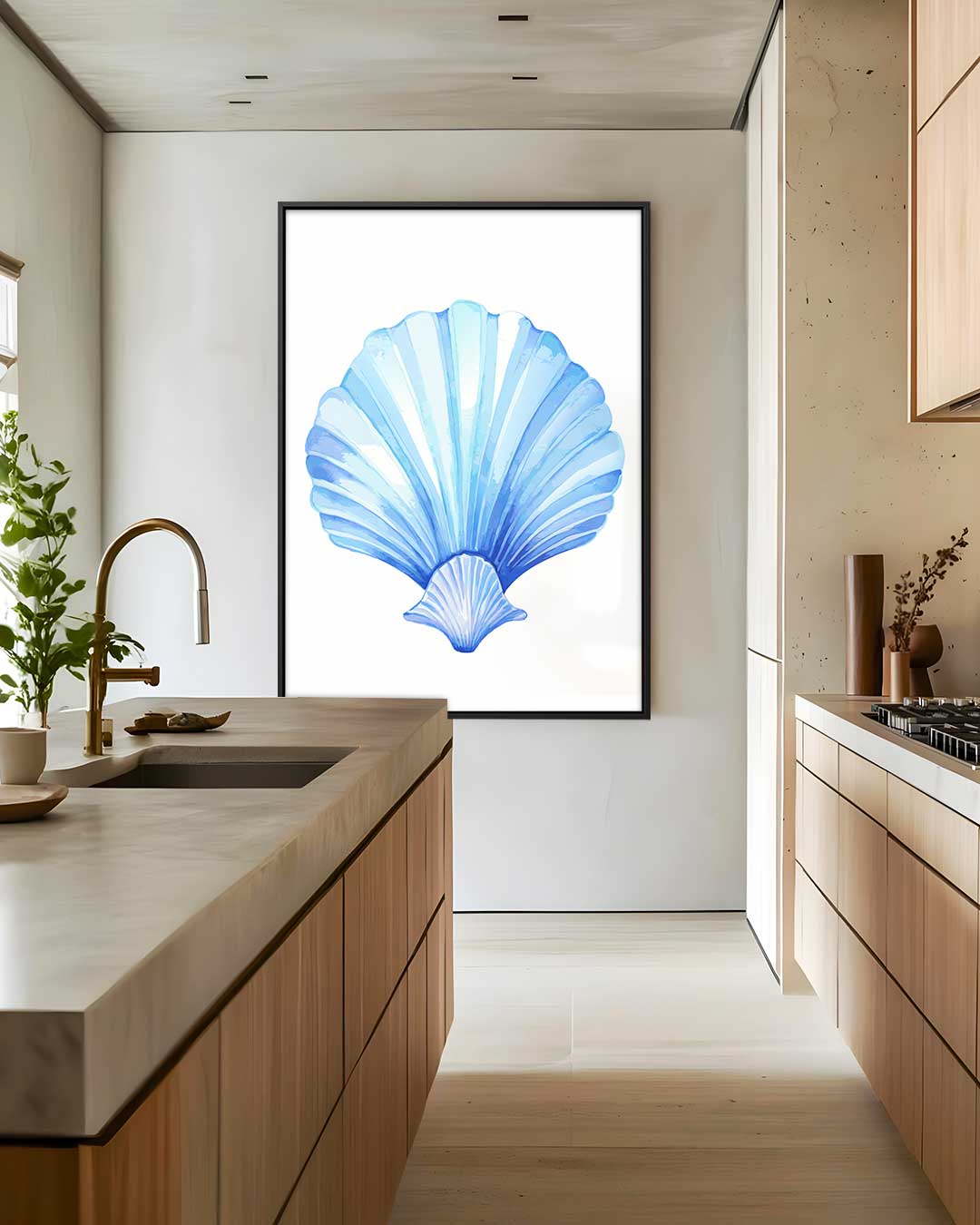 Blauwe Schelp Kunstwerk Kunstwerk-canvas-dibond-plexiglas-wanddecoratie-WallArtistic
