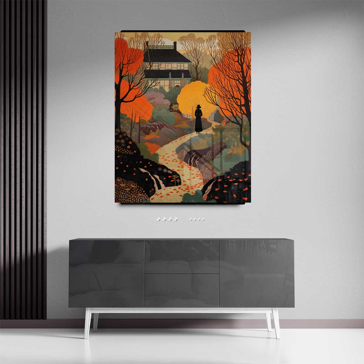 Herfstlandschap met Villa Kunstwerk-canvas-dibond-plexiglas-wanddecoratie-WallArtistic