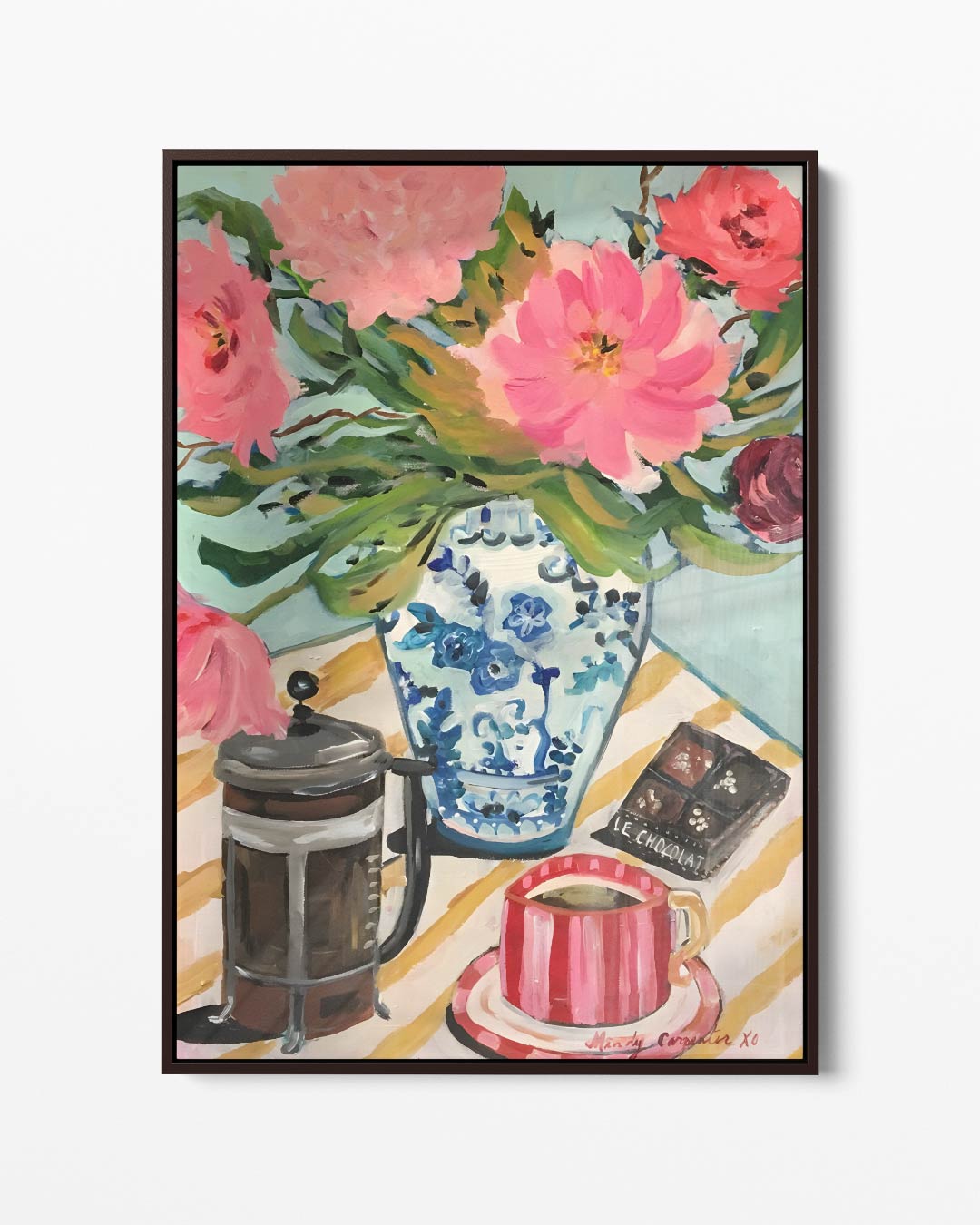Bloemen en Koffiemoment Kunstwerk-canvas-dibond-plexiglas-wanddecoratie-WallArtistic
