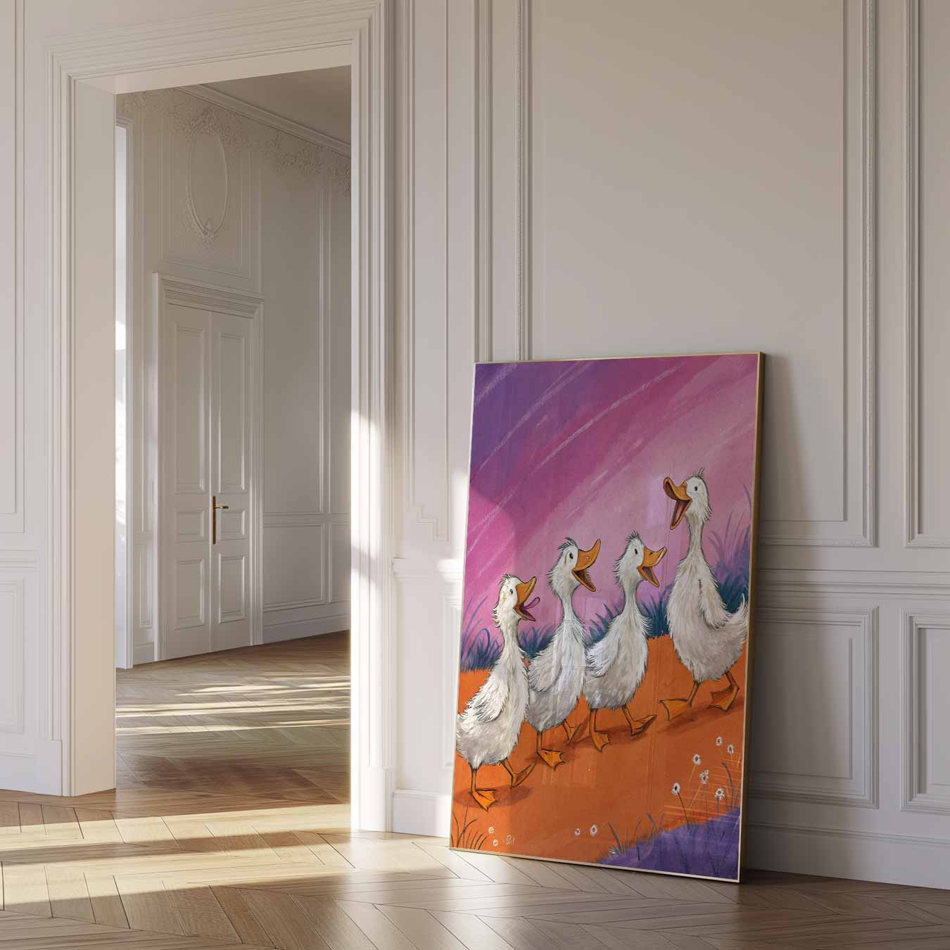 Vrolijke Eendjes Mars Poster-WallArtistic