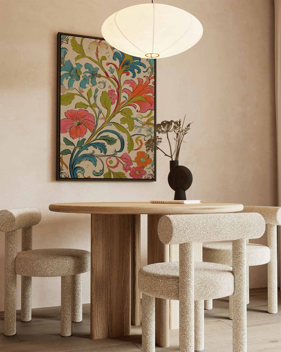 Bloemrijk Fantasiepatroon Kunstwerk-canvas-dibond-plexiglas-wanddecoratie-WallArtistic