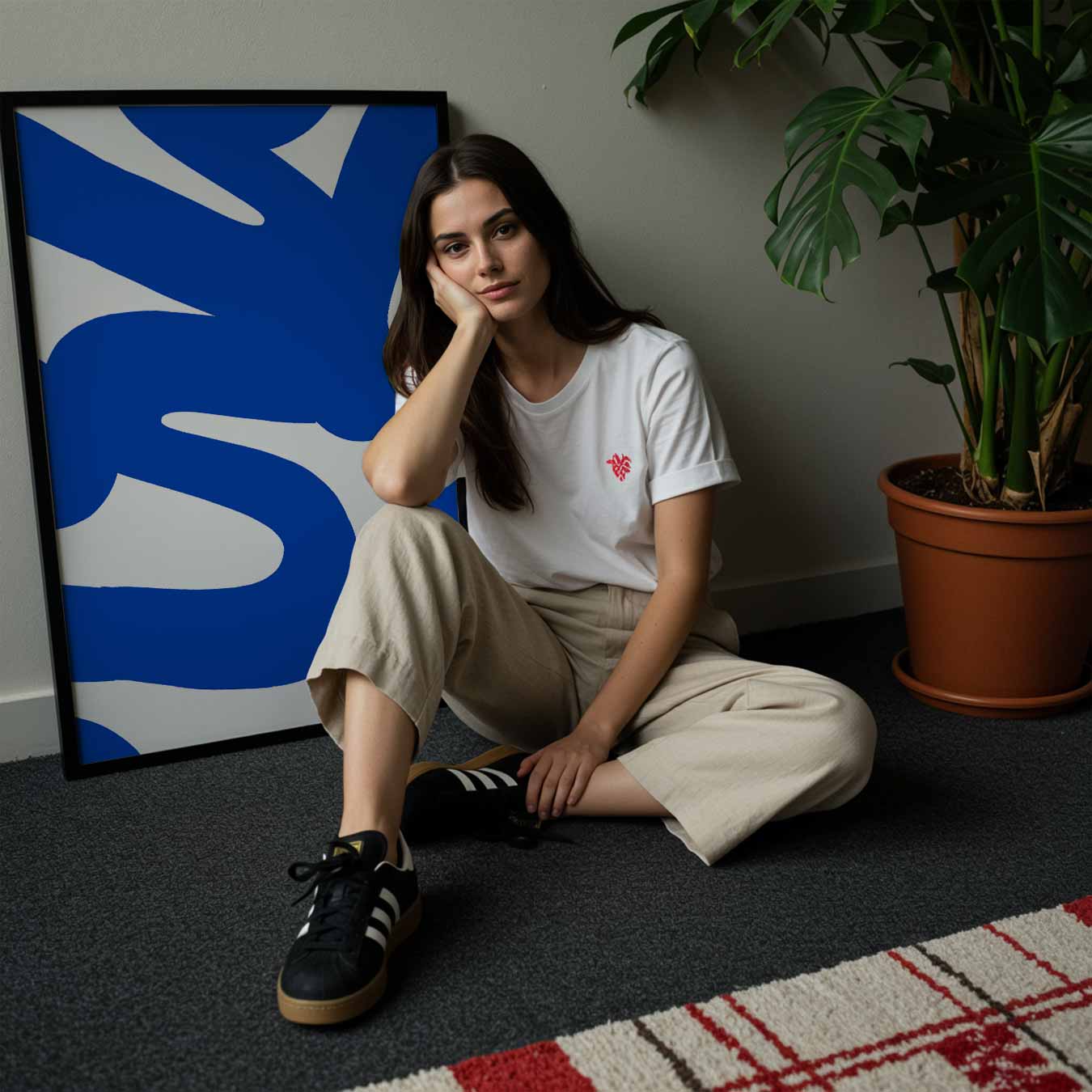 Abstracte Blauw-Witte Kunstposter-WallArtistic