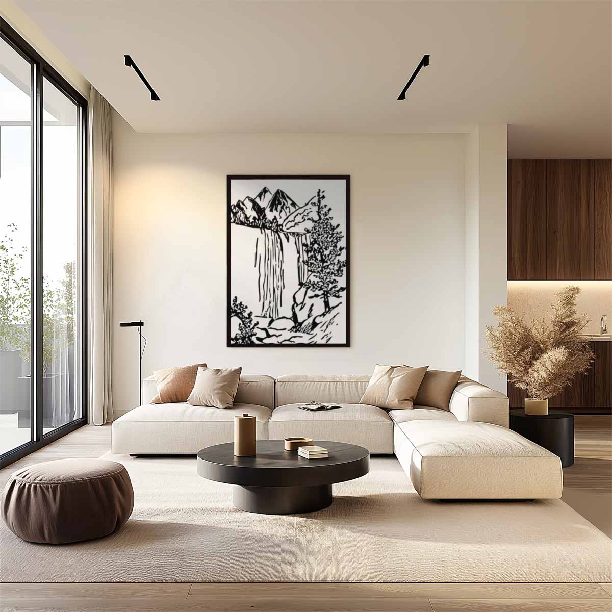 Berglandschap in Zwart-Wit Kunstwerk-canvas-dibond-plexiglas-wanddecoratie-WallArtistic