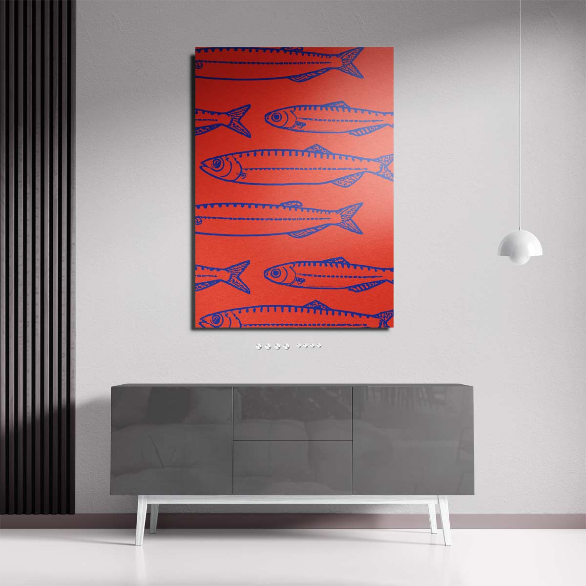 Sardine Patronen in Koraal Kunstwerk-canvas-dibond-plexiglas-wanddecoratie-WallArtistic
