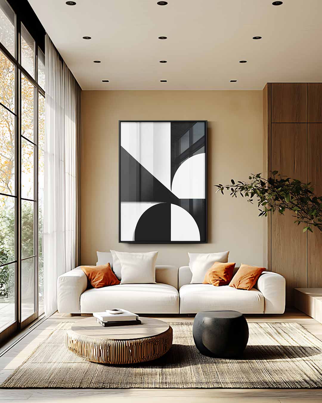 Abstract Geometrisch Contrast Kunstwerk-canvas-dibond-plexiglas-wanddecoratie-WallArtistic