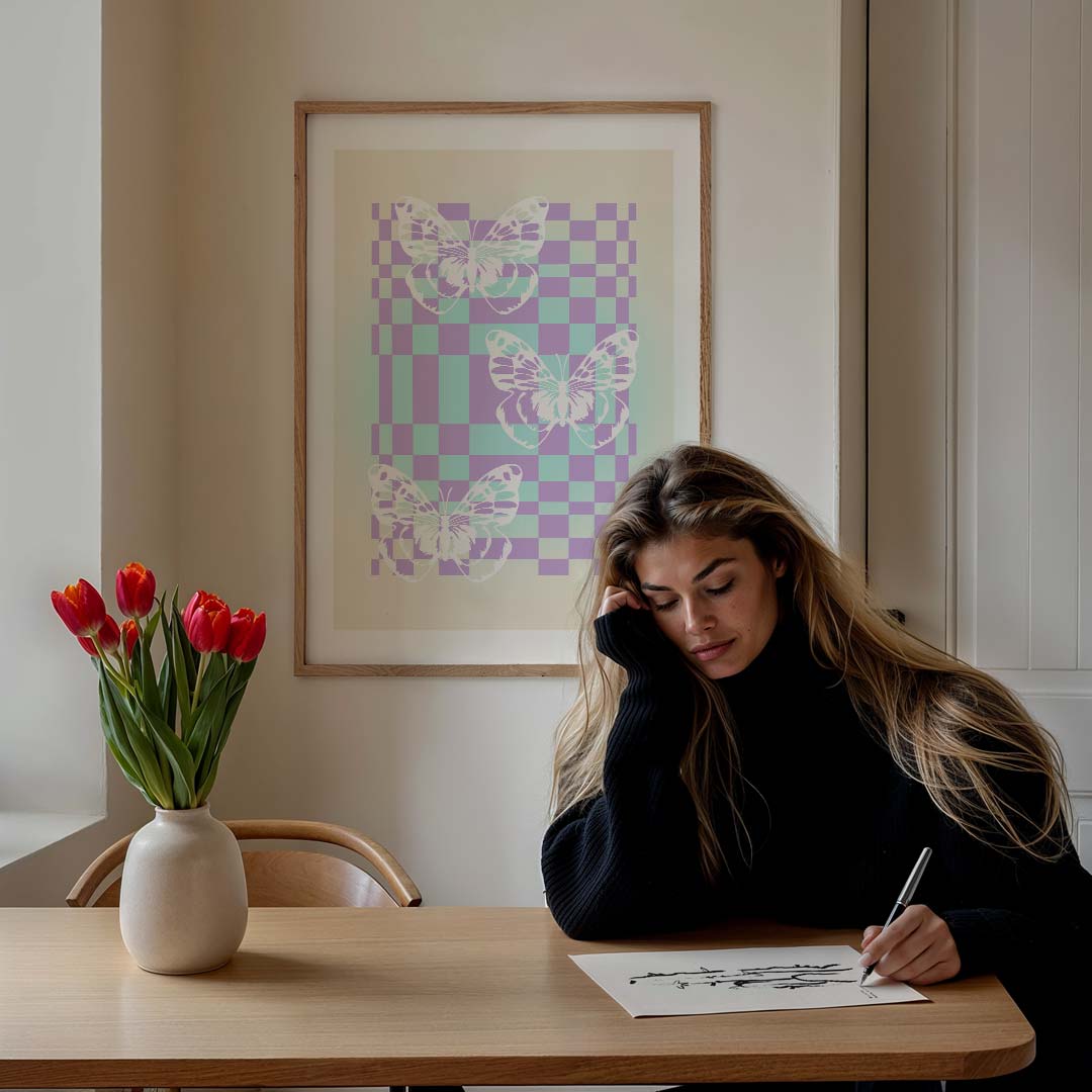 Vlinder Checkers Poster-WallArtistic