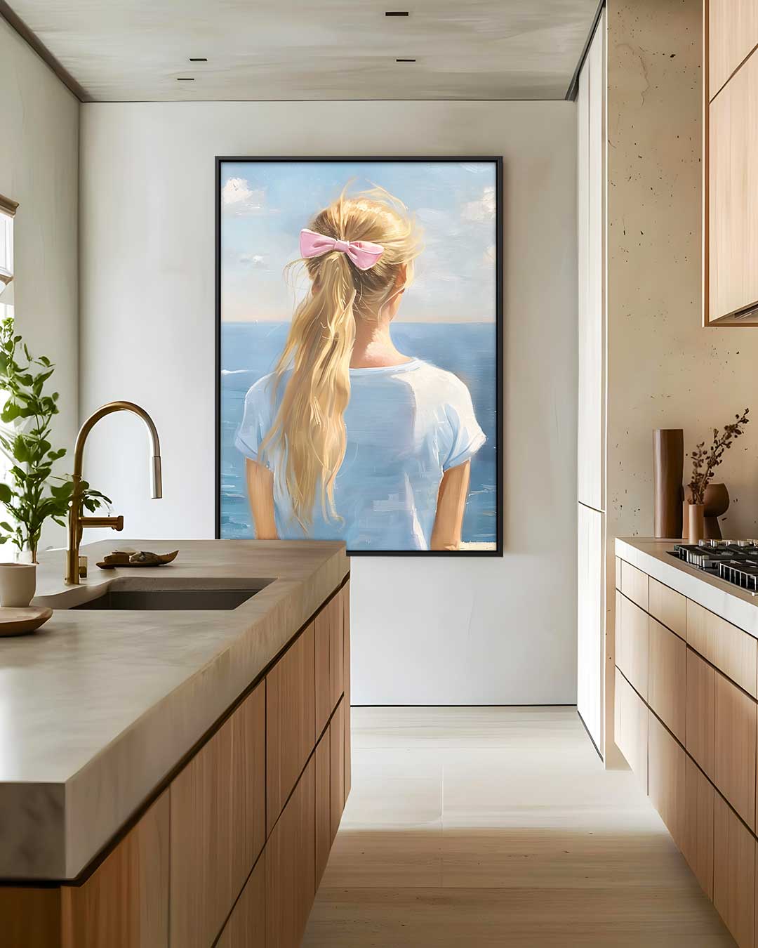 Meisje aan Zee Kunstwerk-canvas-dibond-plexiglas-wanddecoratie-WallArtistic