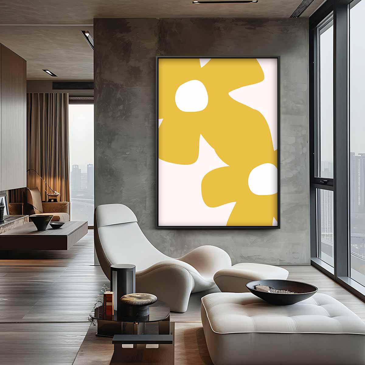 Bloemen in het Zonnegeel Kunstwerk-canvas-dibond-plexiglas-wanddecoratie-WallArtistic