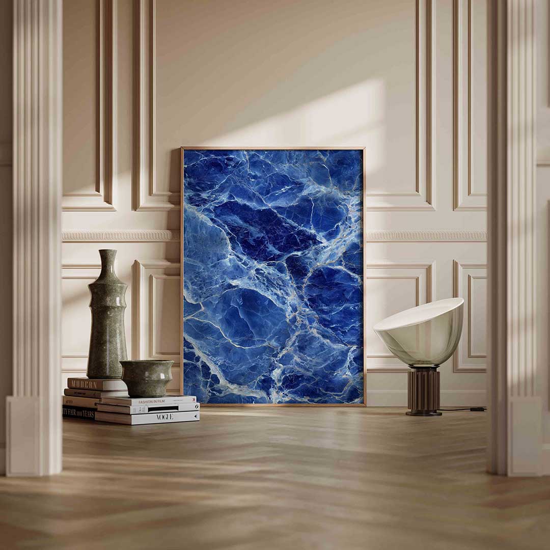 Blauwe marmerstructuur Poster